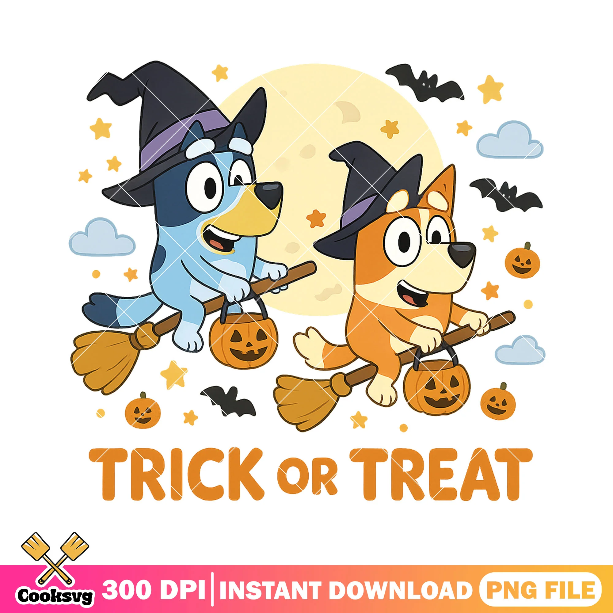 Bingo and bluey trick or treat png halloween horror night png