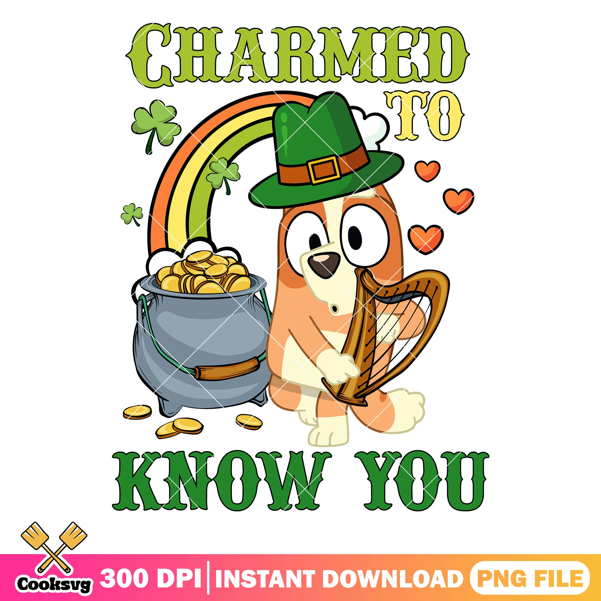 Bingo dog charmed to know you png, st patrick day bingo png