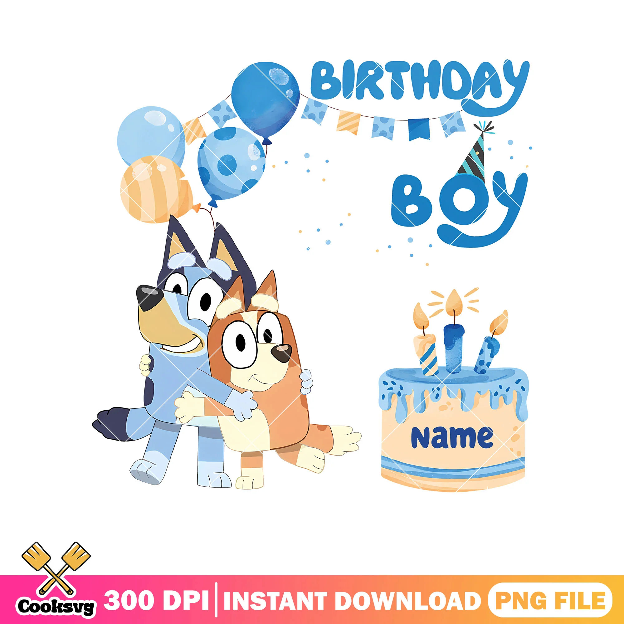 Birthday boy bluey name png, bluey cakes png, bluey bingo png