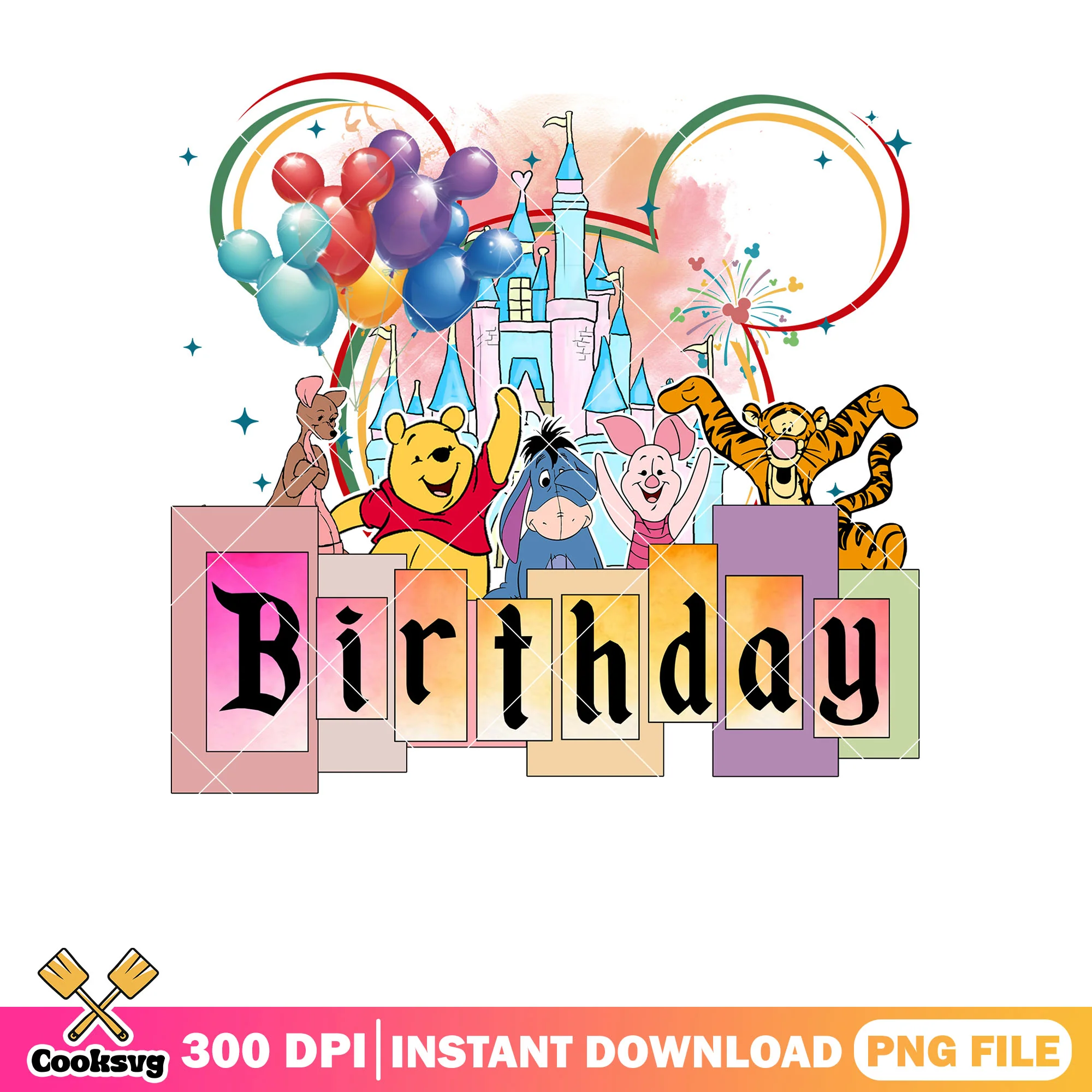 Birthday boy pooh friend png, birthday gifts png, pooh bear png