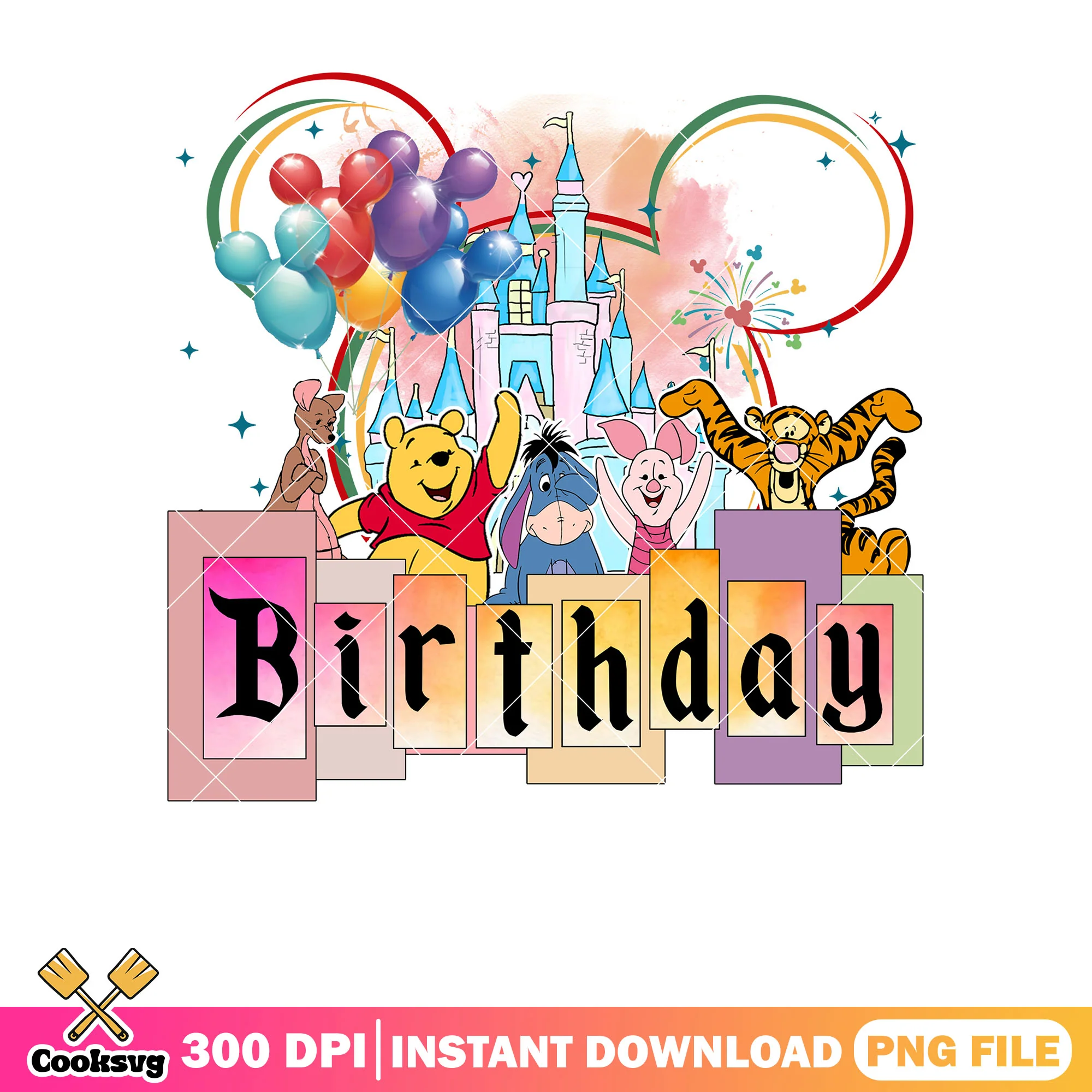 Birthday squad pooh friend png, birthday cake png, winnie the pooh png