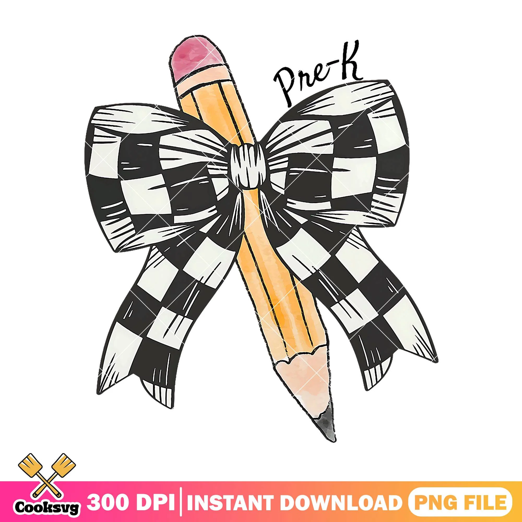 Black and white bow design png, going back to school png, pencil png