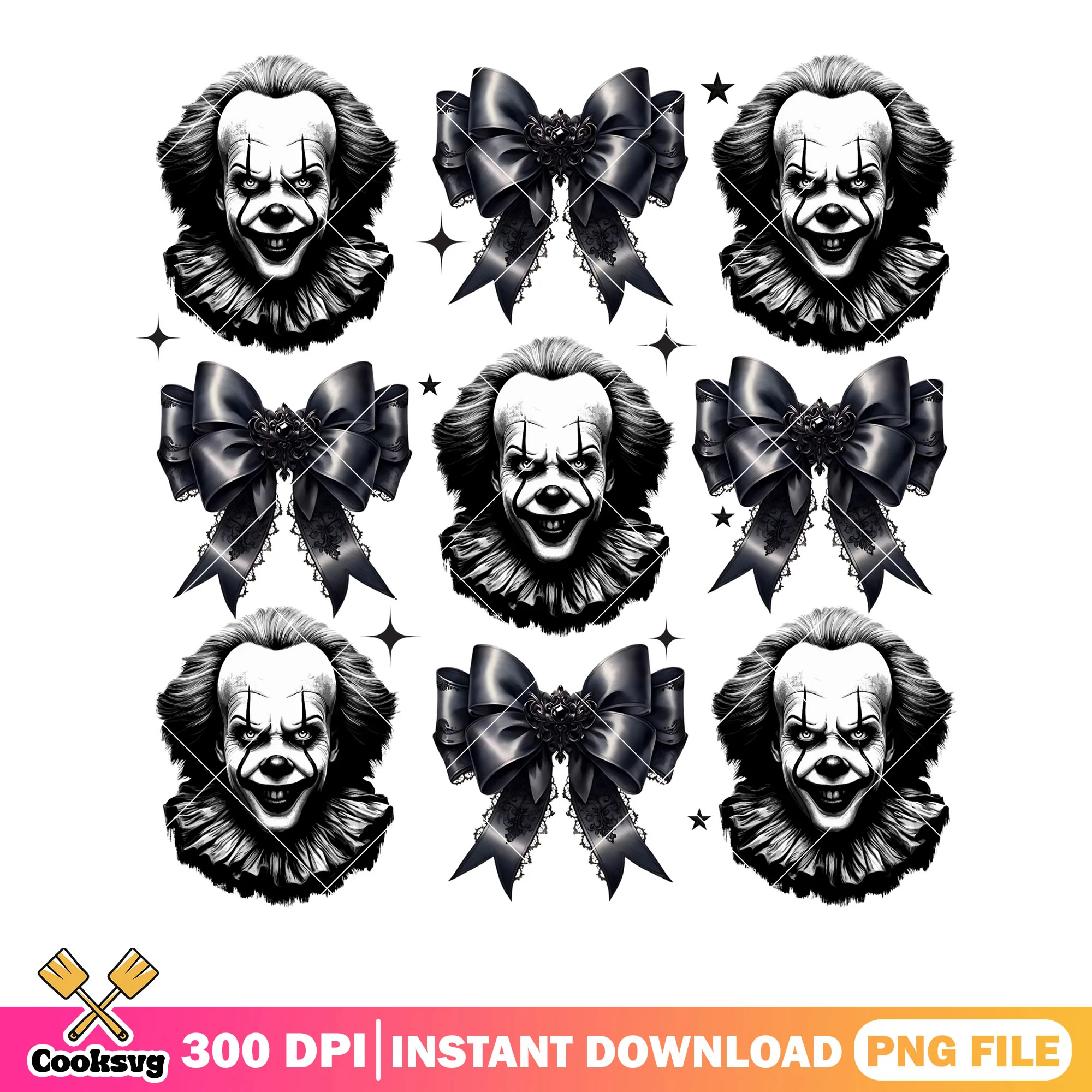 Black bow tie starry night png, pennywise png, scary night png