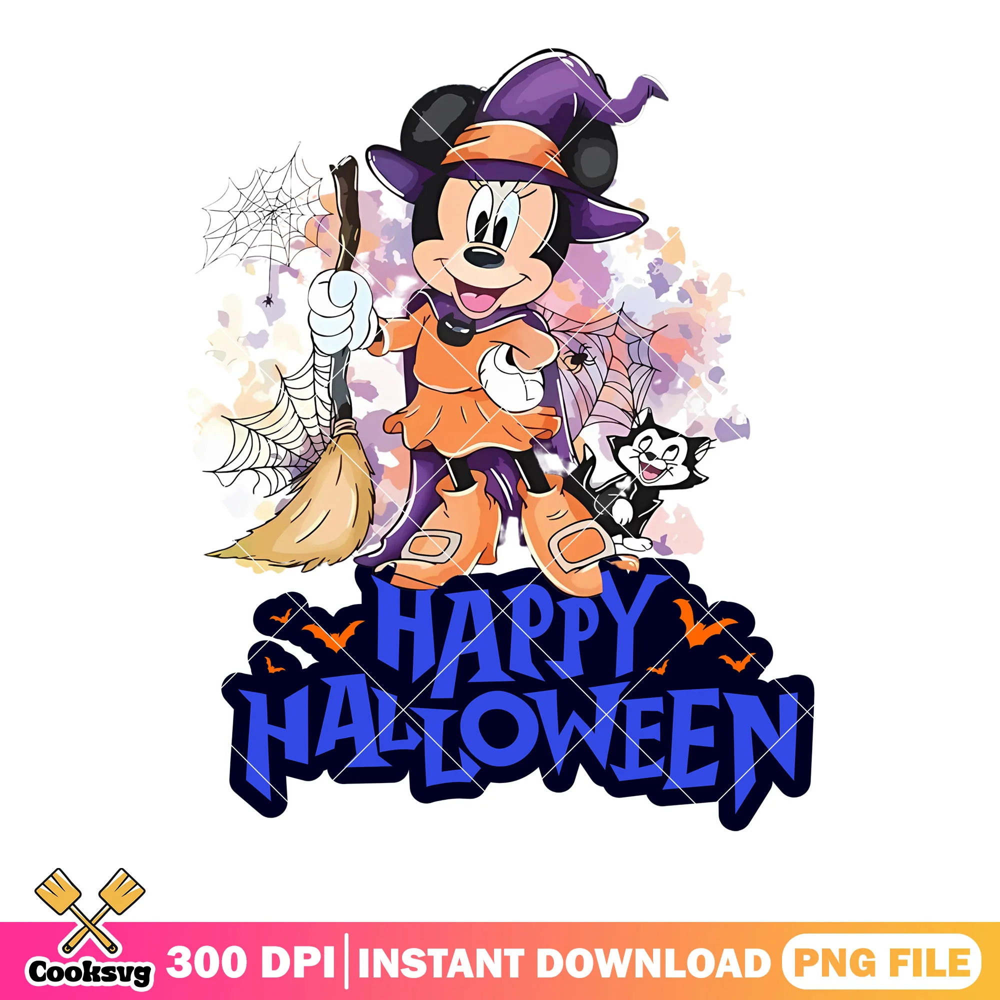 Black cat and the witch png, witch broom png, spider web png