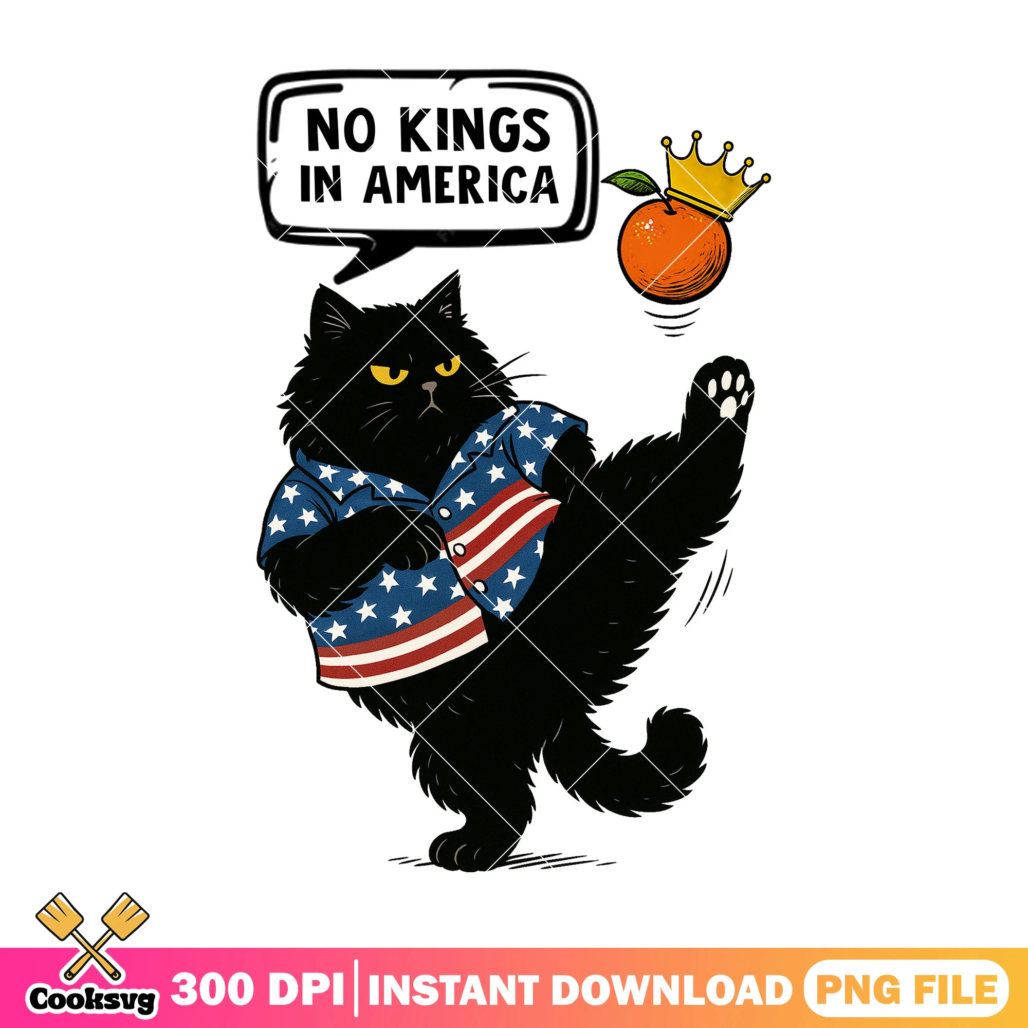 Black cat no kings in america png, america no kings png, no kings act png
