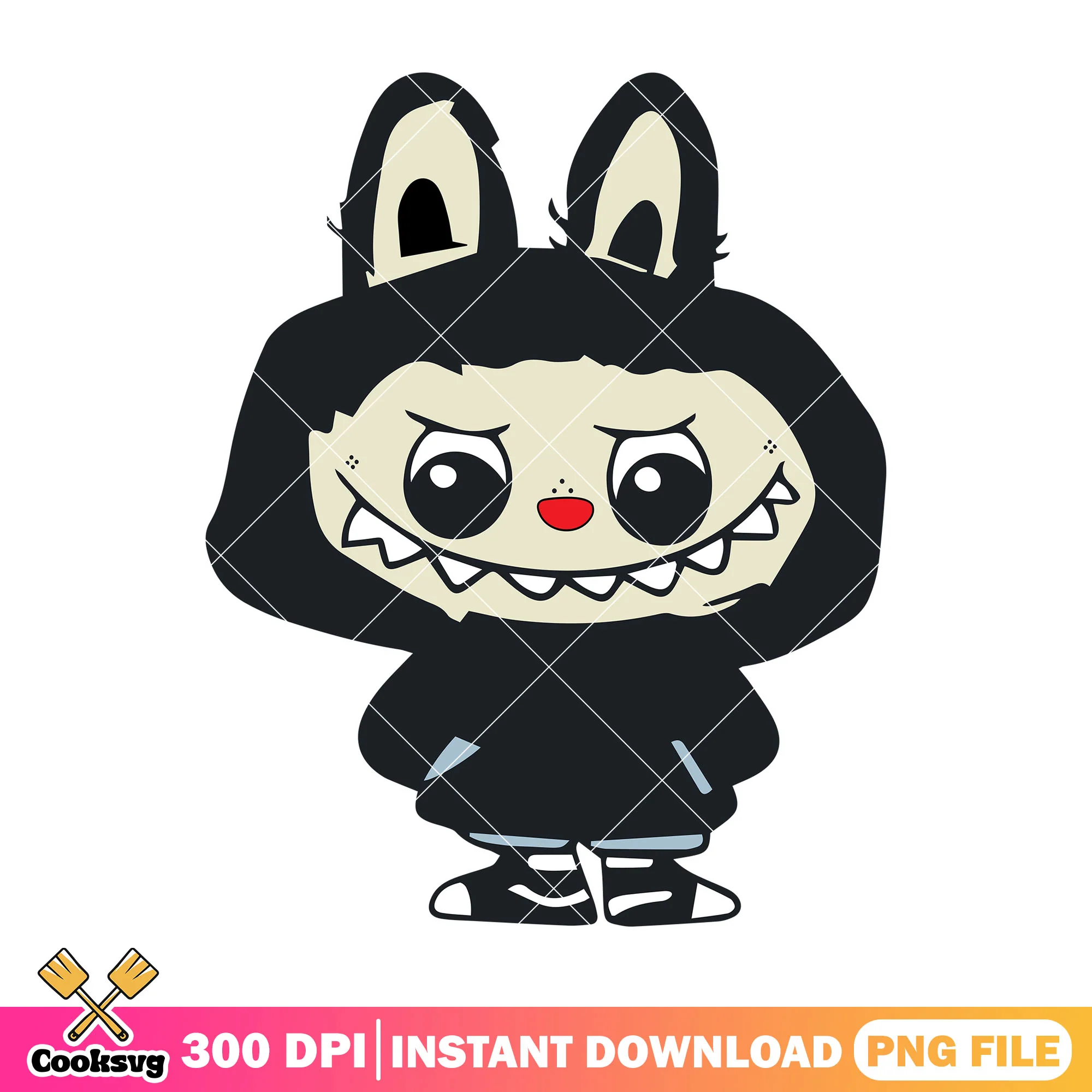 Black monster labubu png, black labubu png, labubu dolls png
