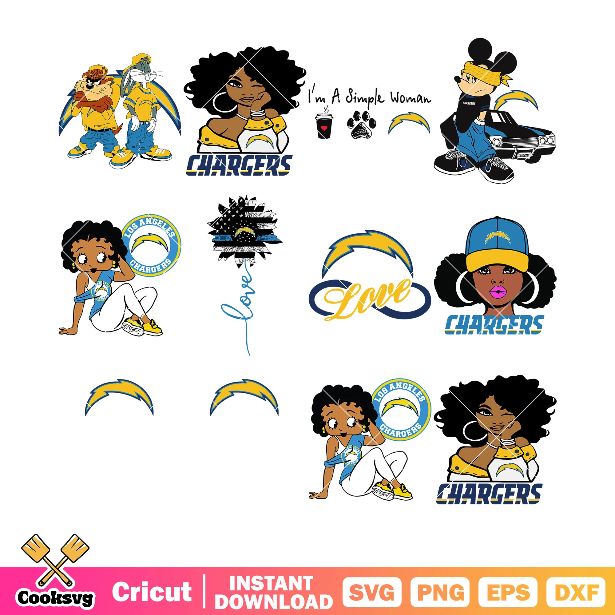Black sunflower charfers bundle svg, bugs bunny bundle svg, taz bundle svg