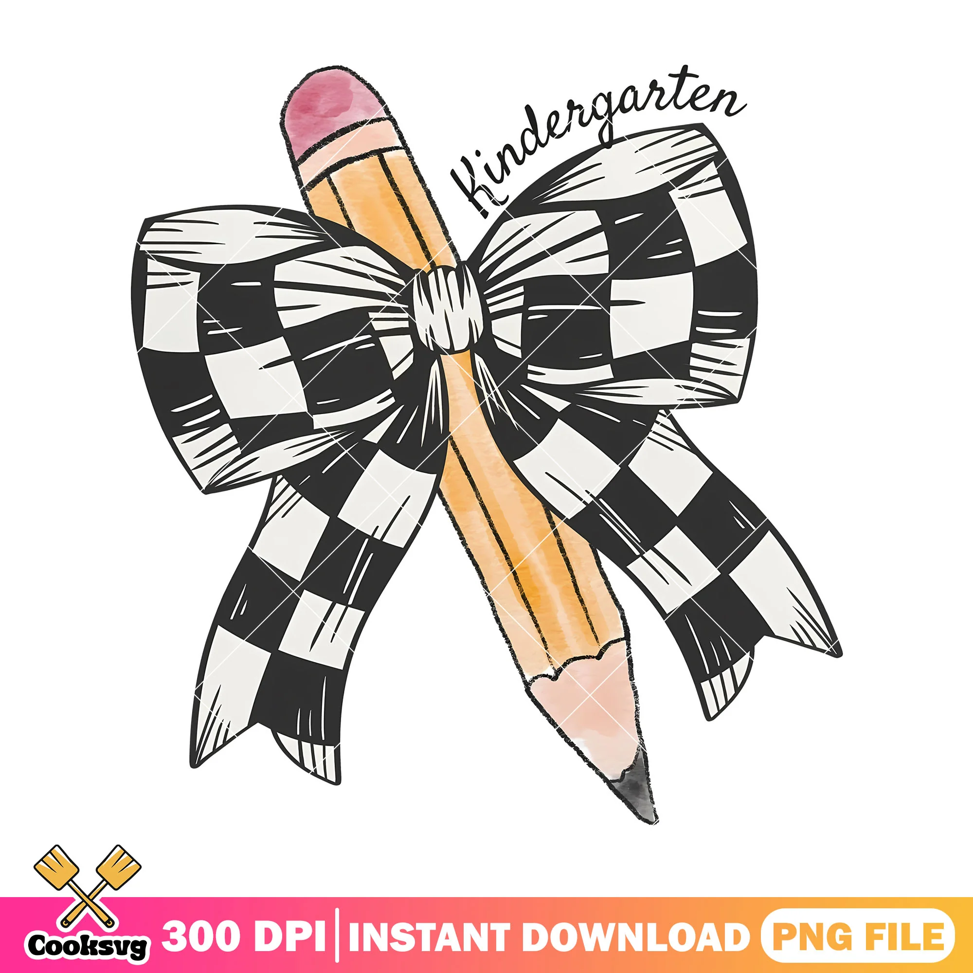 Black white bow png, big pencil png, back to school decor png