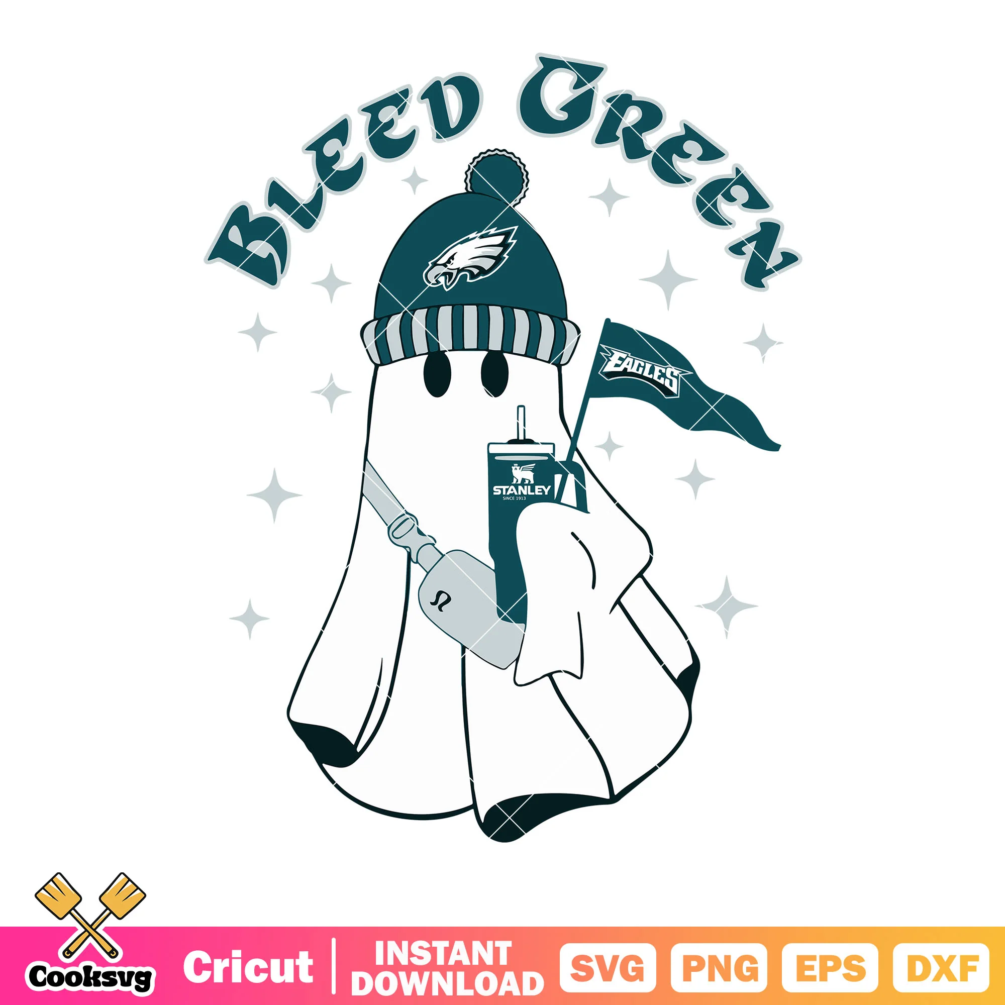 Bleed green eagle hat svg, ghost costume svg, woolen hat svg