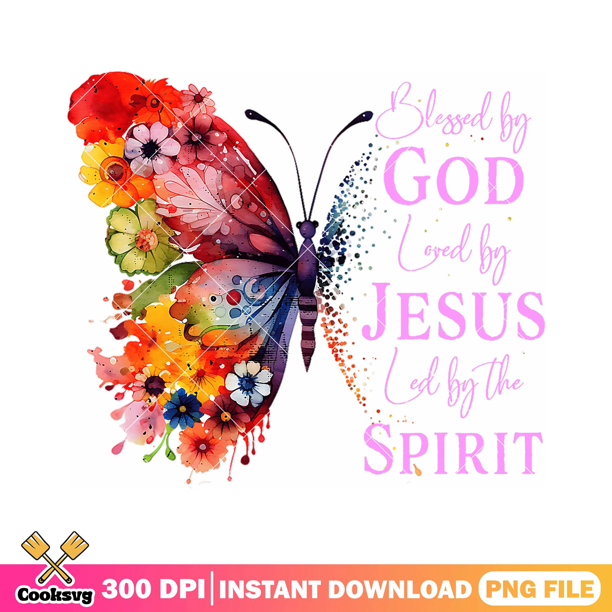 Blessed love god jesus butterfly png, god blessed png, god spirit png