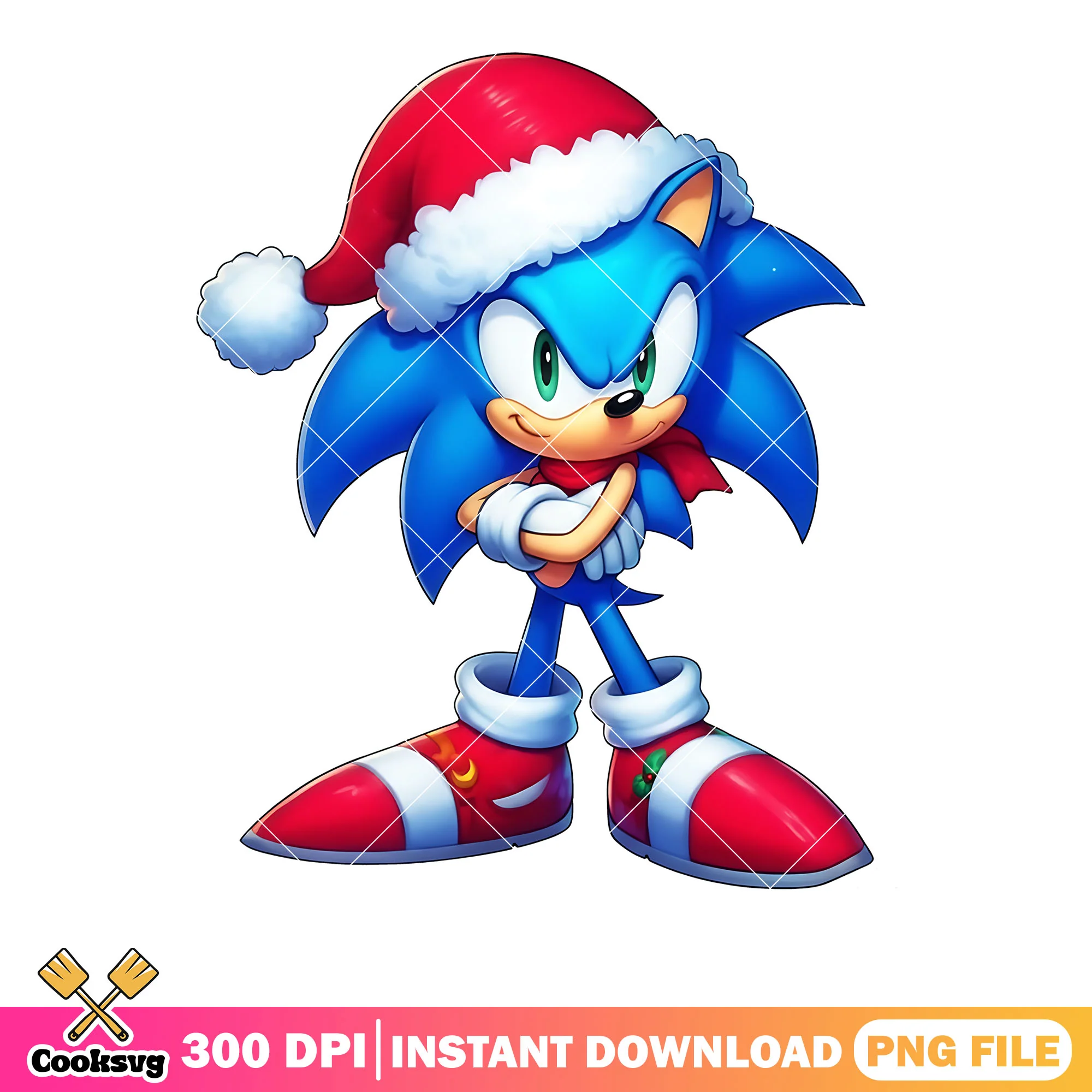 Blue hedge dog sonic png, sega christmas png, santa hat png