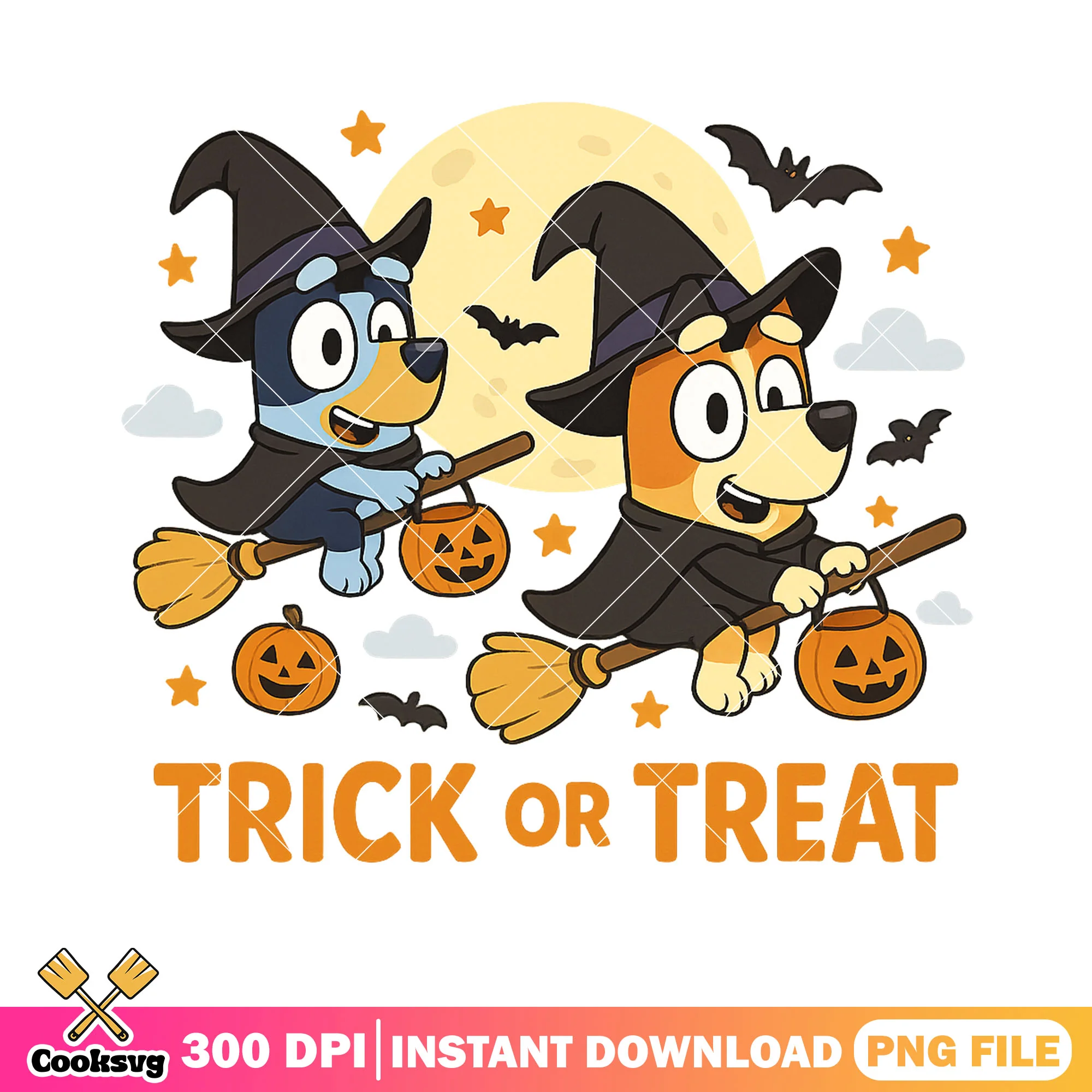 Bluey and bingo trick or treat png, bluey cartoon png