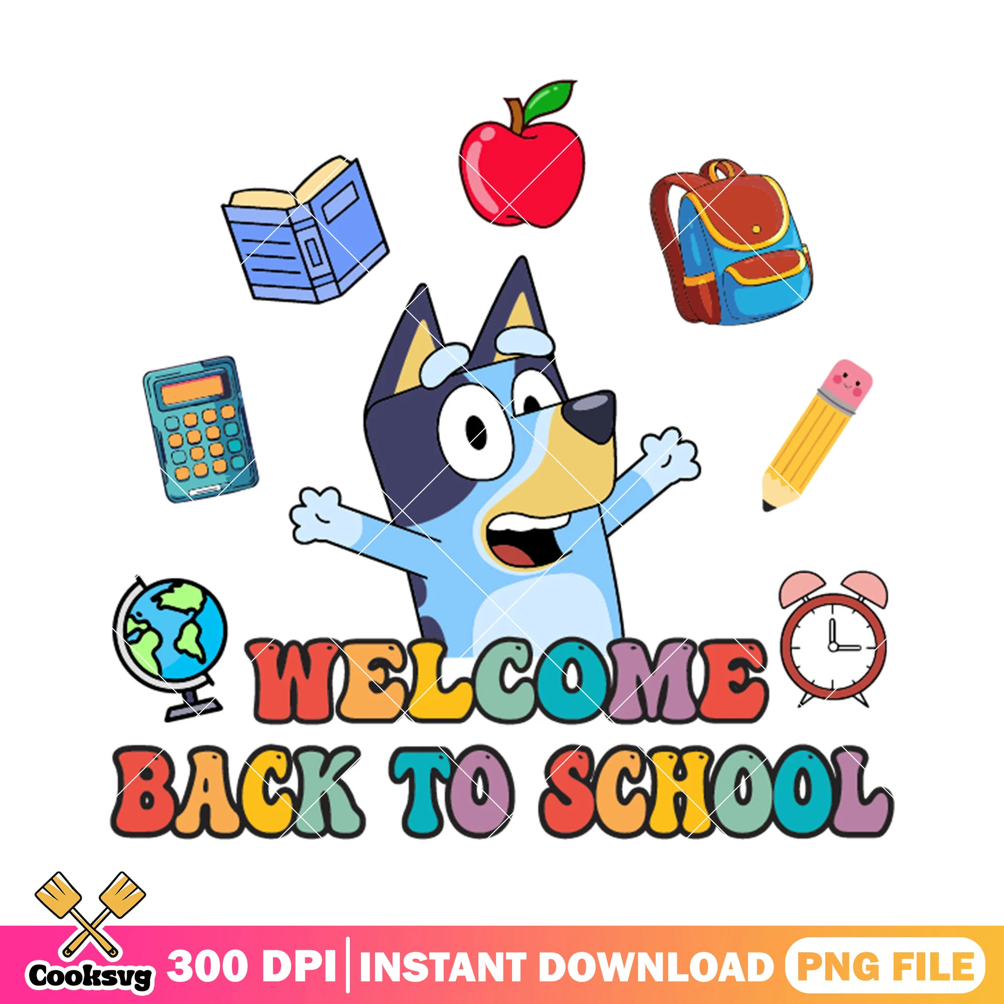 Bluey back school png, go back to school png, bluey cartoon png