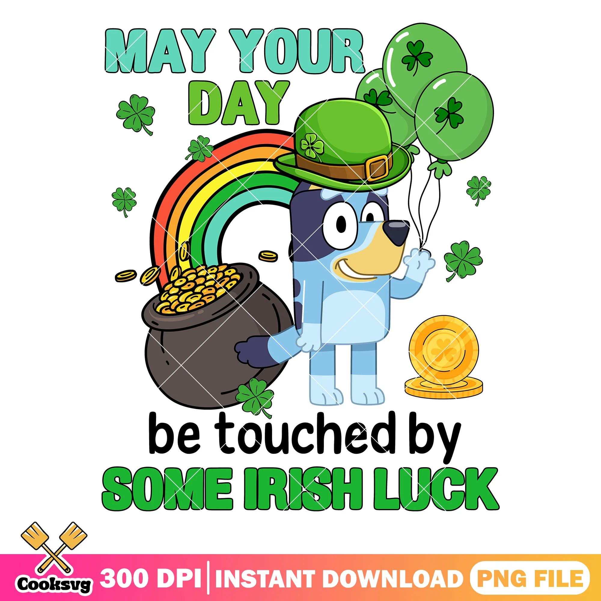 Bluey be touched by irish luck png, bluey st patrick's day png
