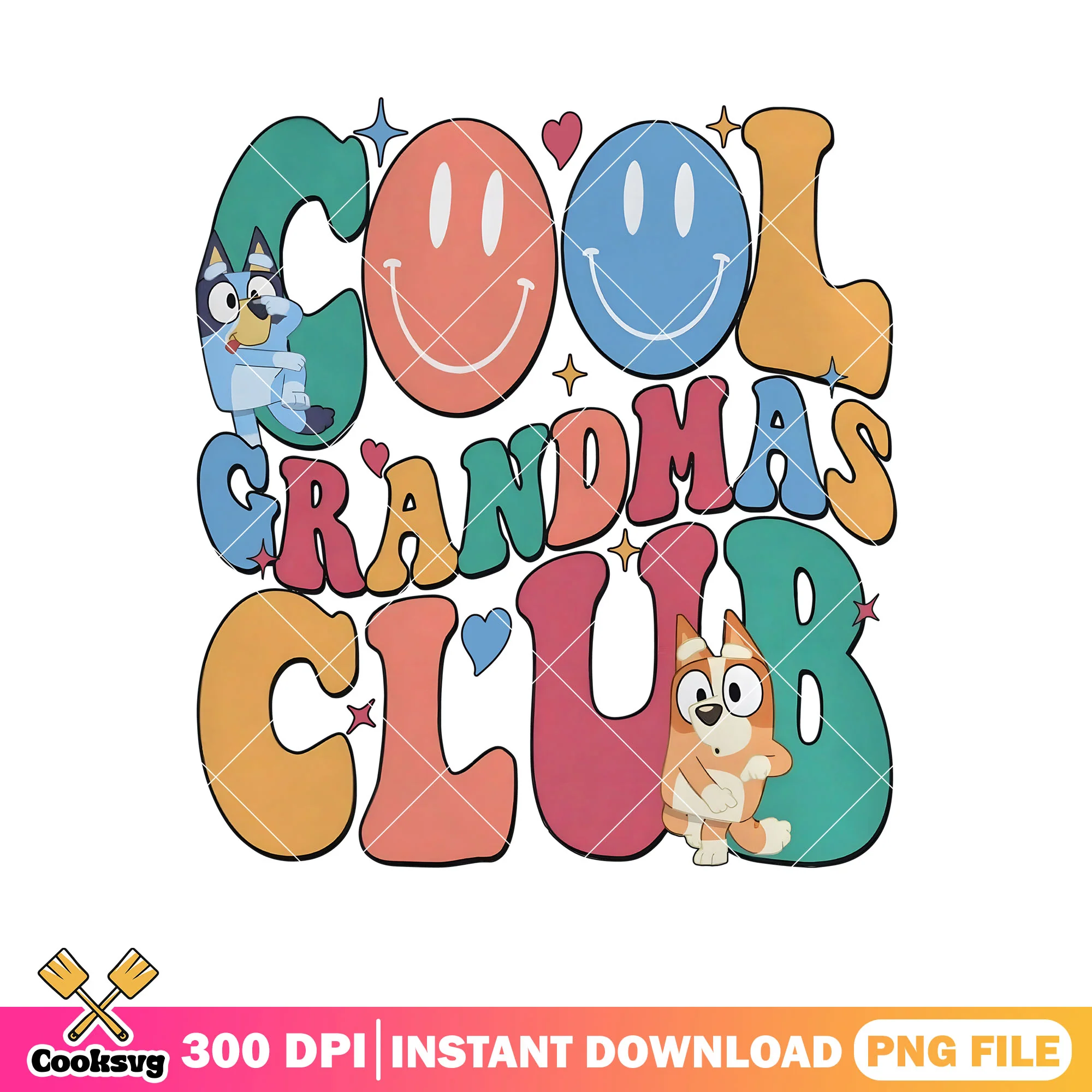 Bluey bingo cool grandmas club png, bluey and bingo png