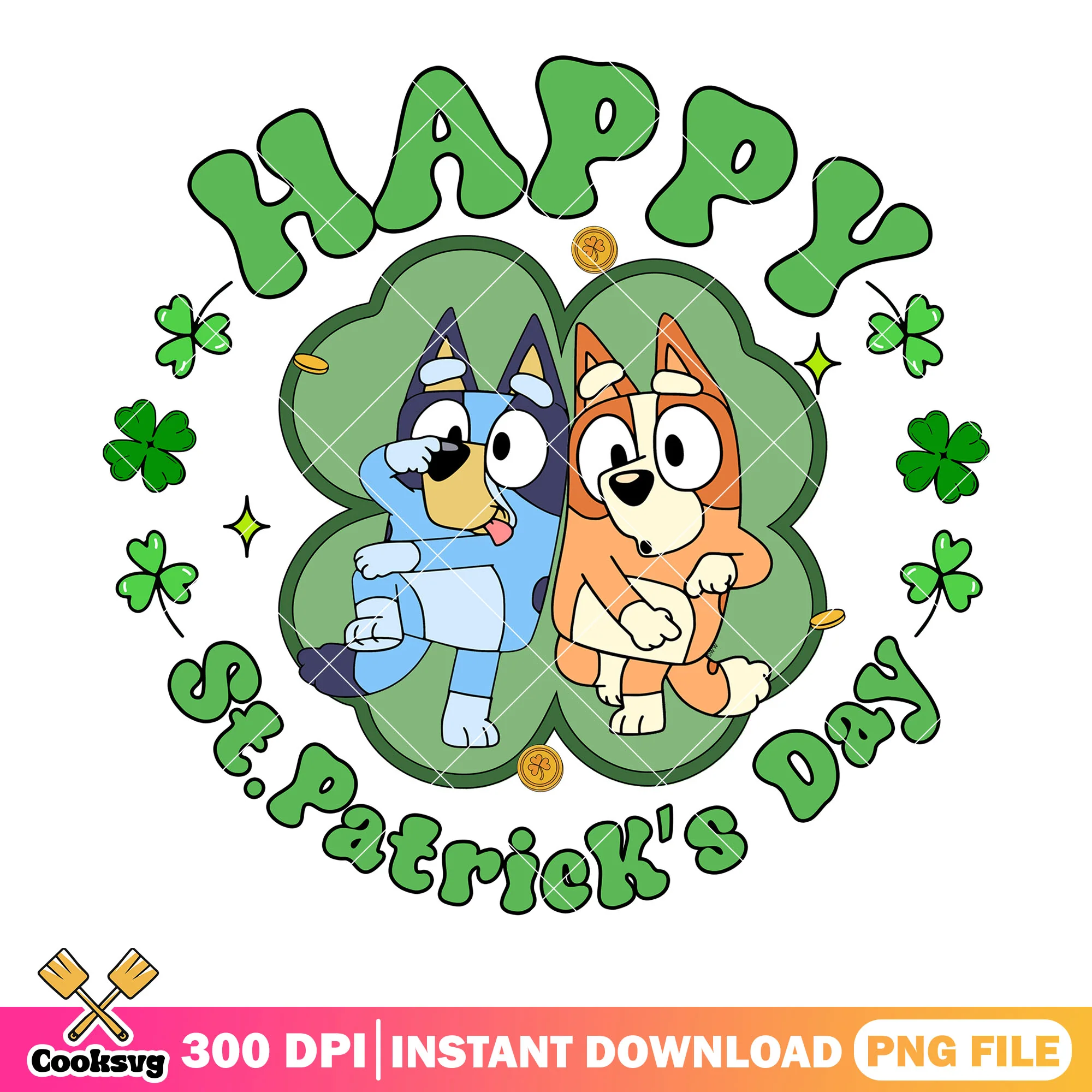 Bluey bingo happy st patrick day png, bluey st patrick's day png