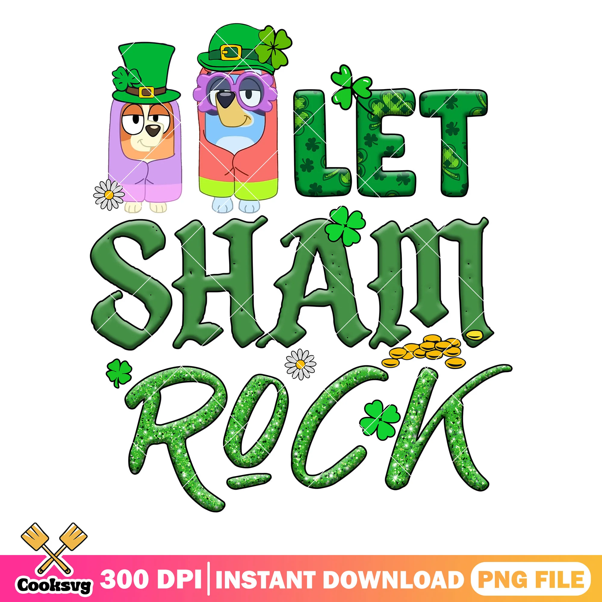 Bluey bingo lets shamrock pmg, let's get shamrocked png