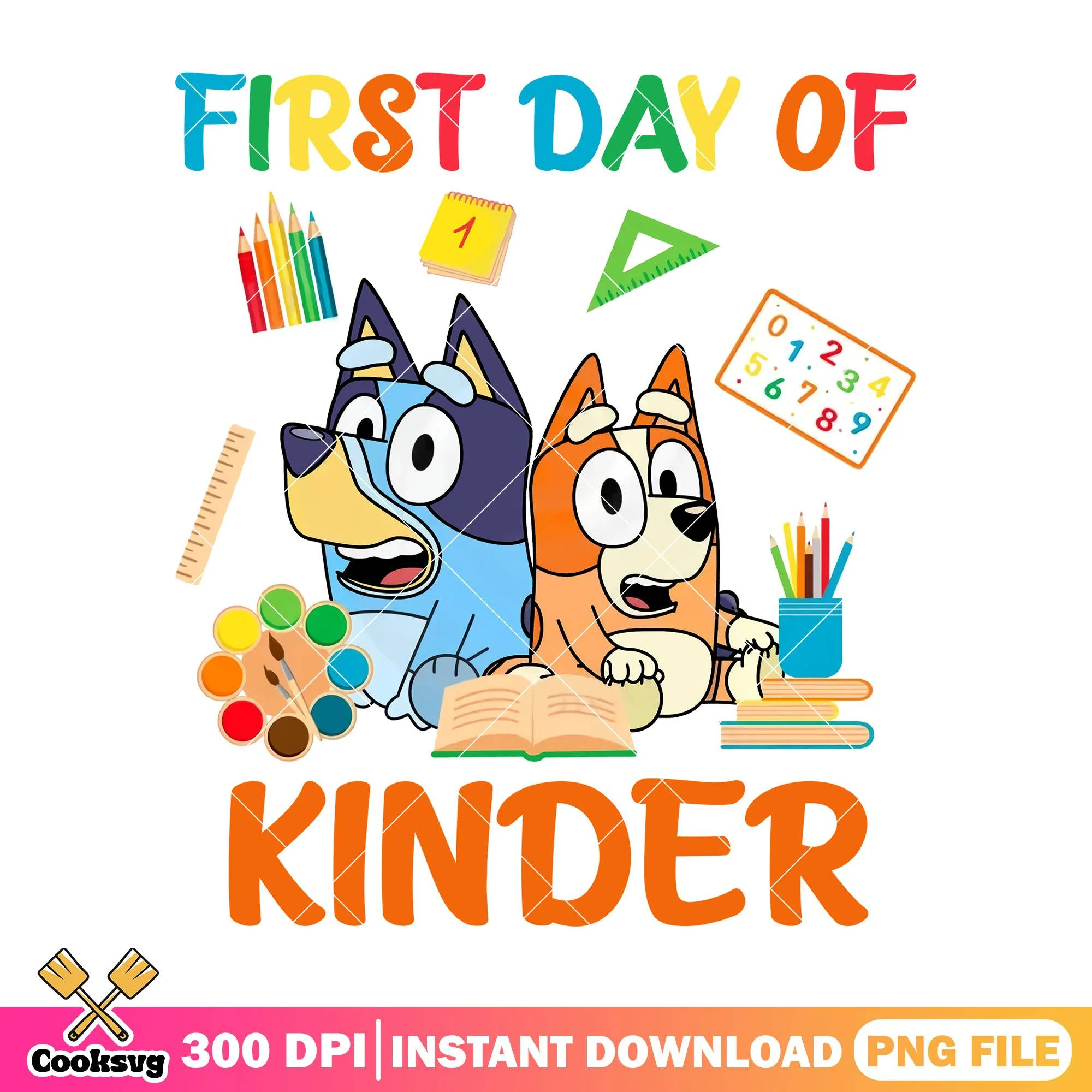 Bluey bingo the first day png, go back to school png, kinder png