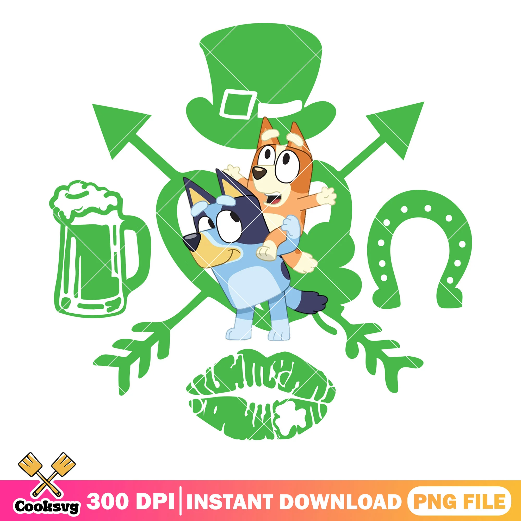 Bluey happy st patrick day png, saint patrick day png, bluey cartoon png