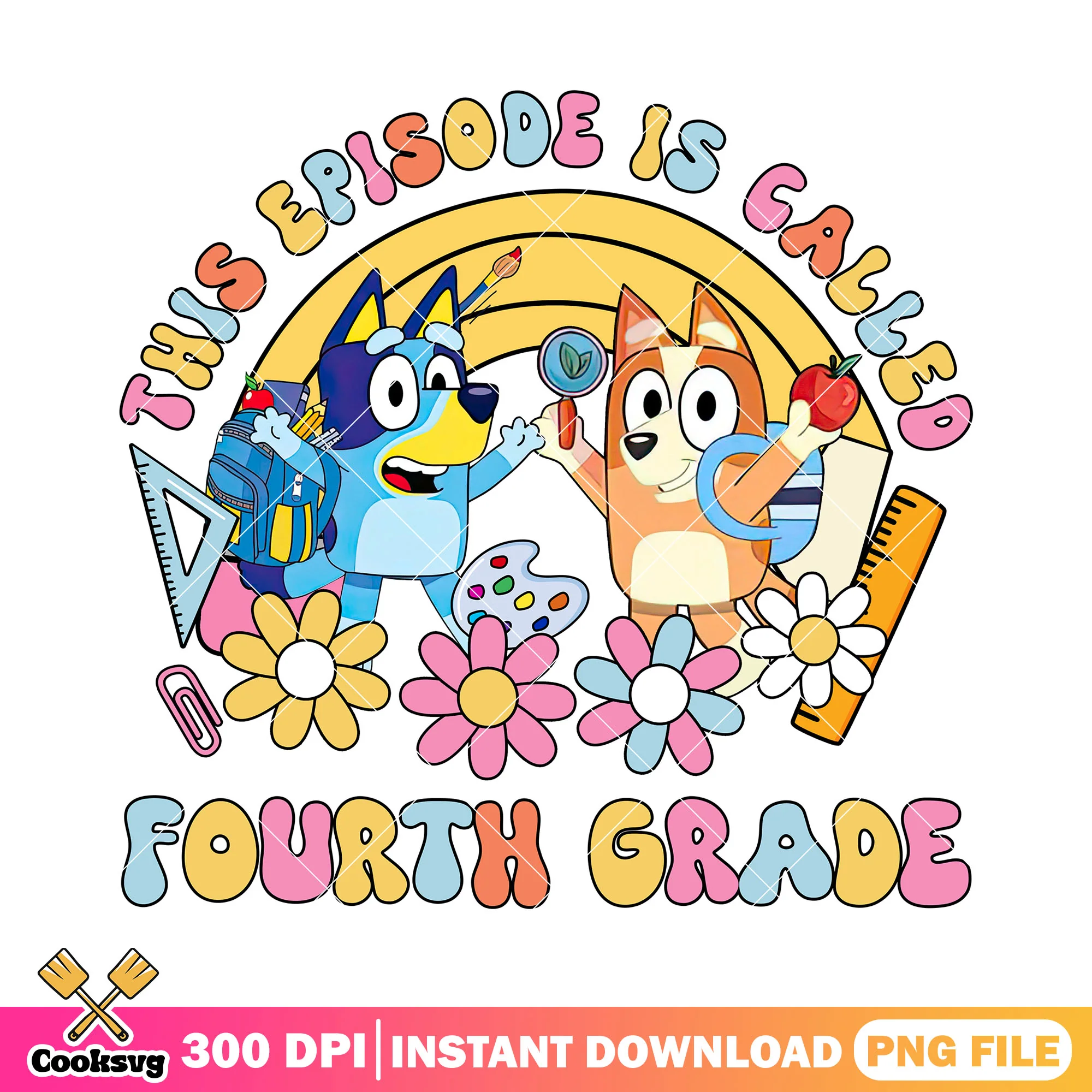 Bluey và bingo design png, fourth grade png, back to school day png
