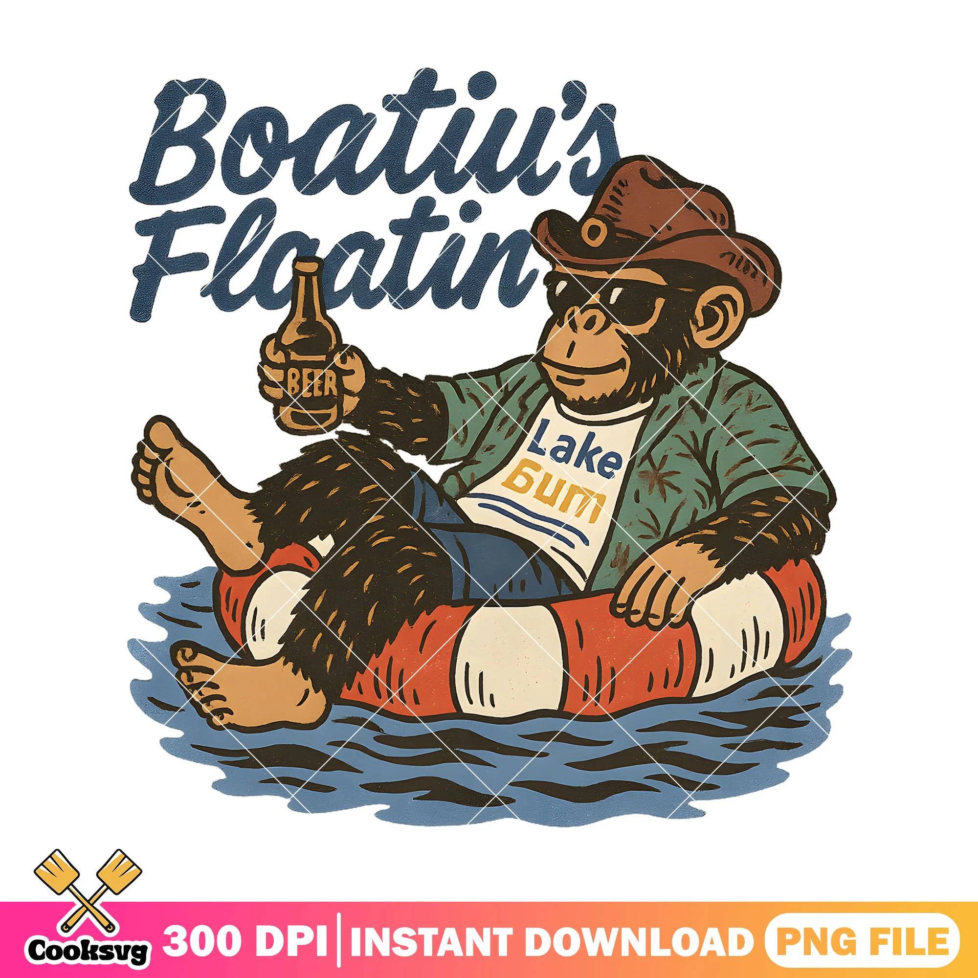 Boatin and float monkey png, Boat life png, Lake life png