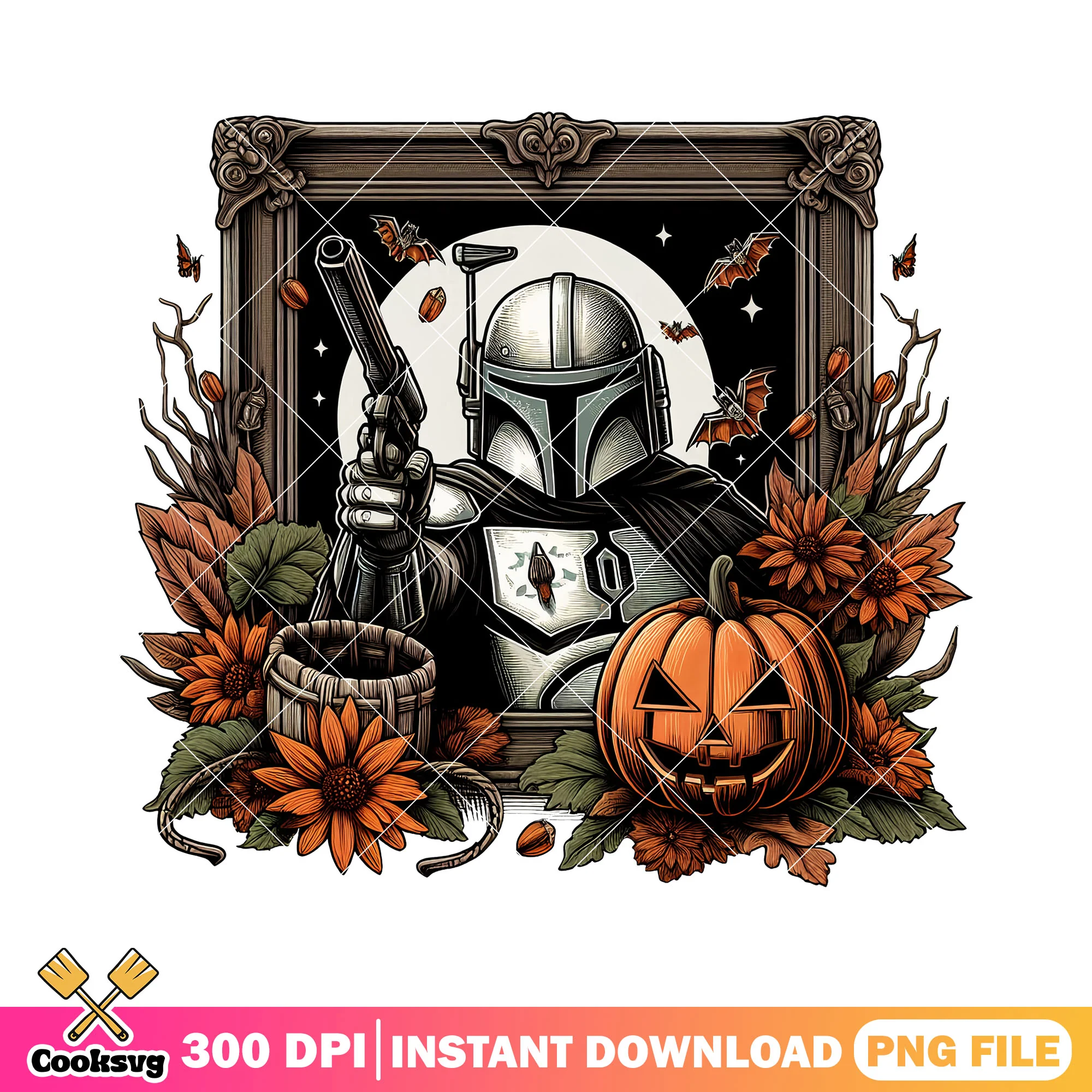 Boba fett halloween art png, halloween cartoon png, scary cartoon png