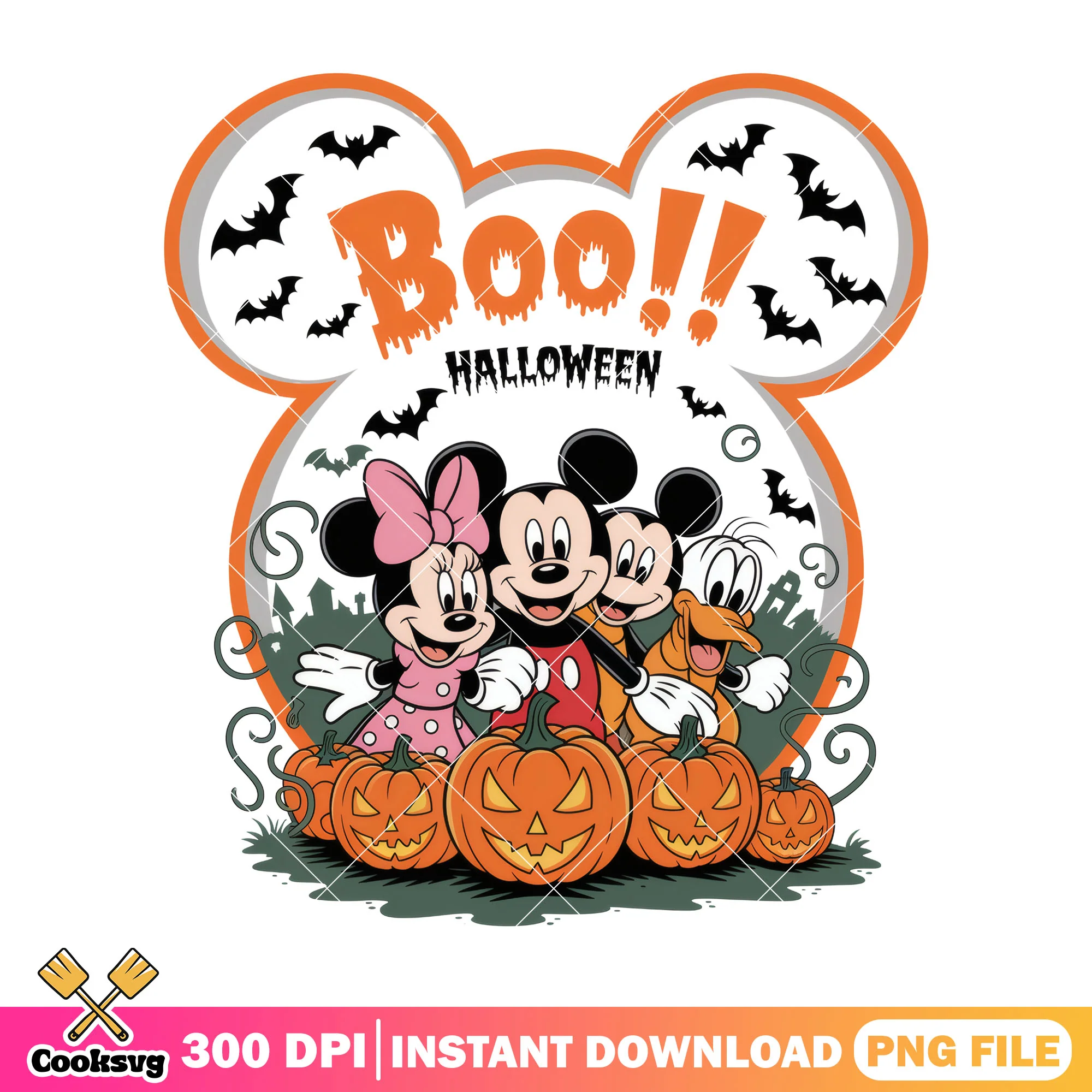 Boo halloween disney mickey png, halloween jokes png, disney plus png