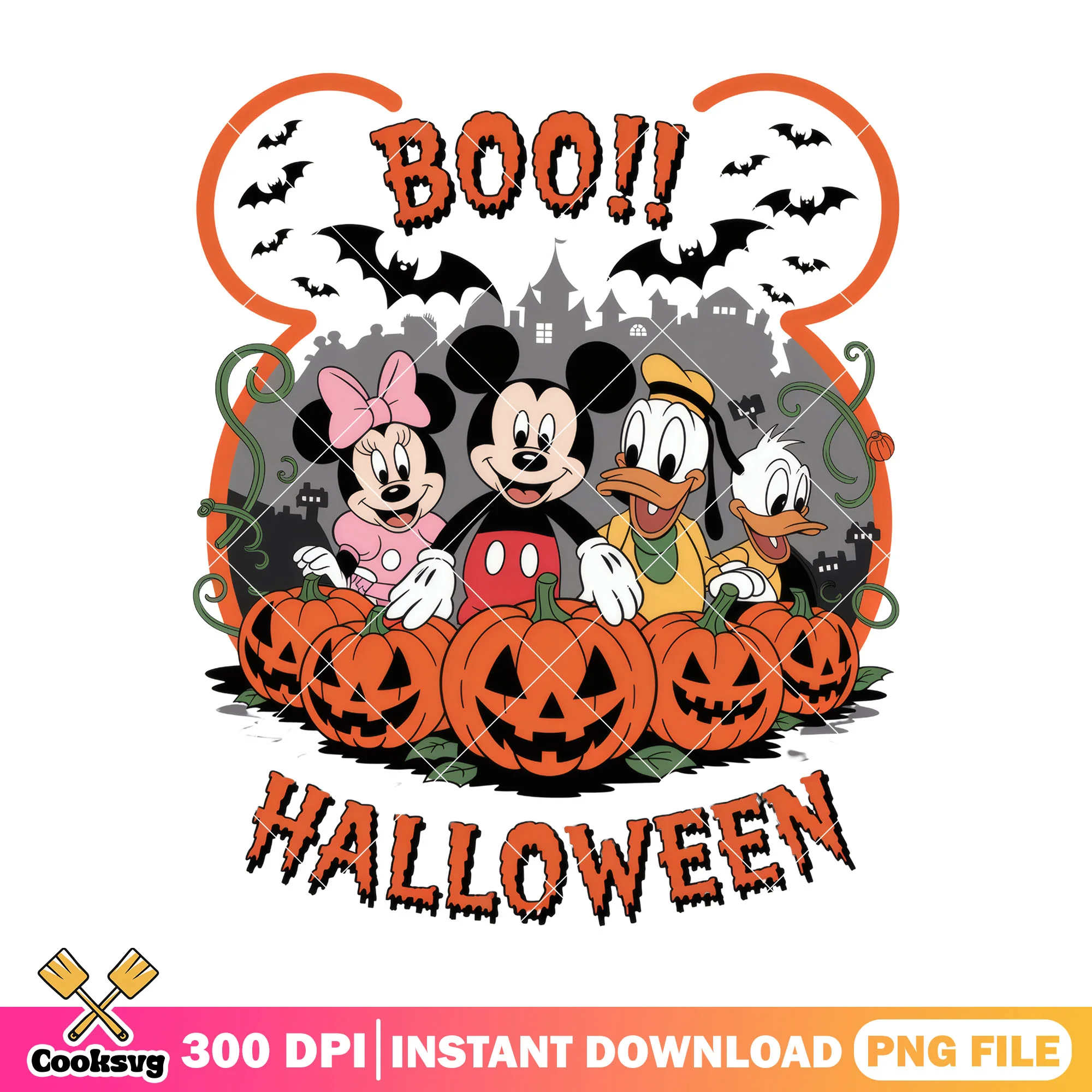 Boo halloween mickey friend png, halloween games png, disney plus png