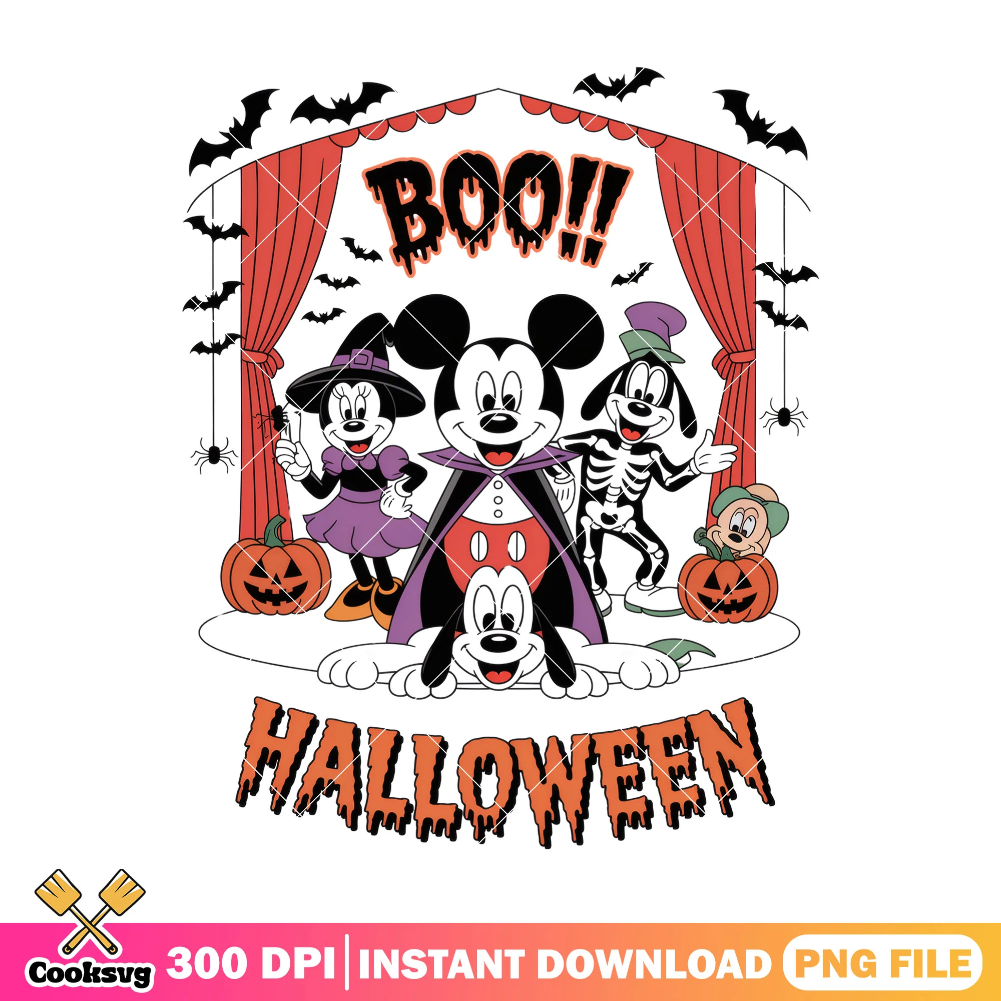 Boo halloween mickey friends png, halloween games png, disney plus png