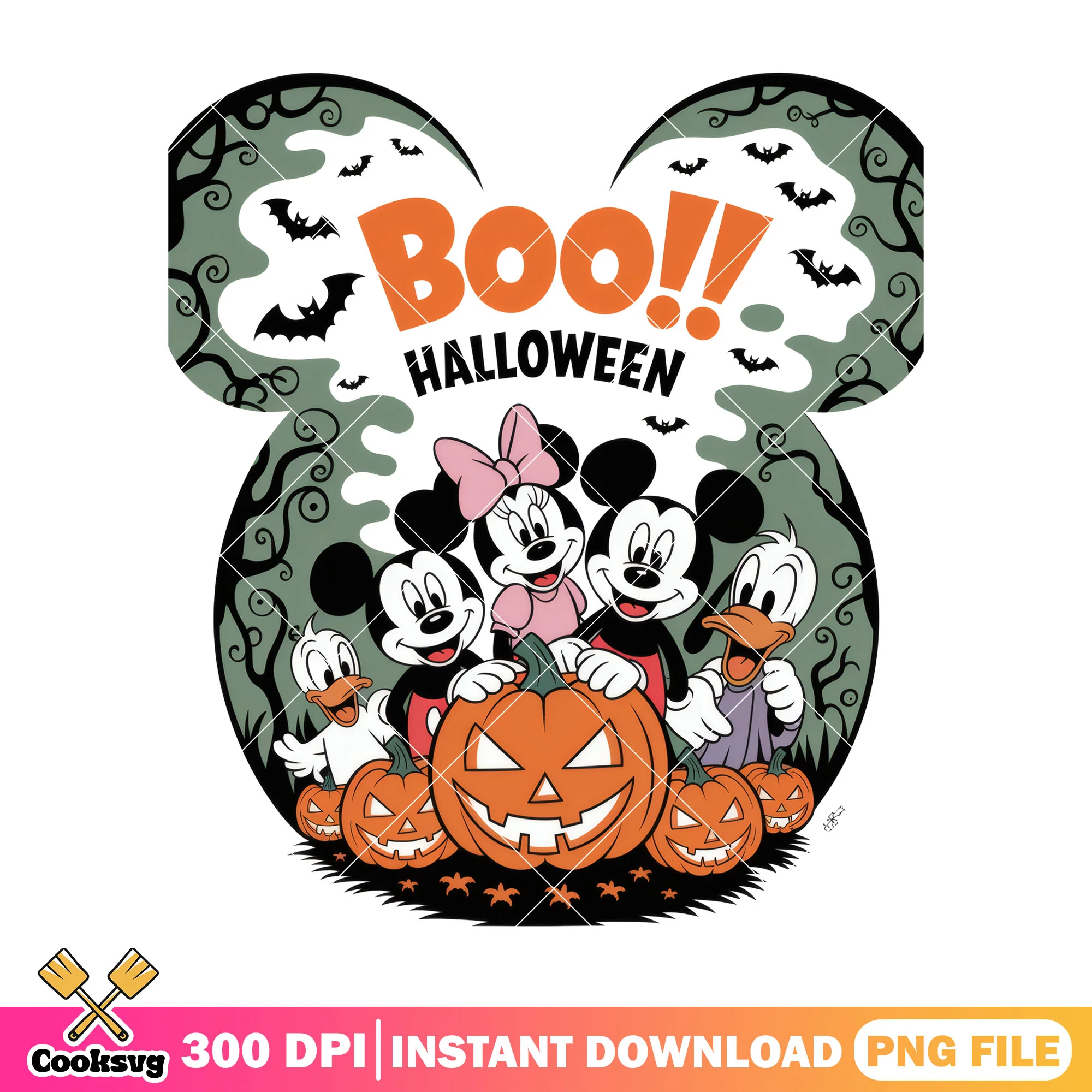 Boo halloween mickey png, halloween jokes png, disney plus png
