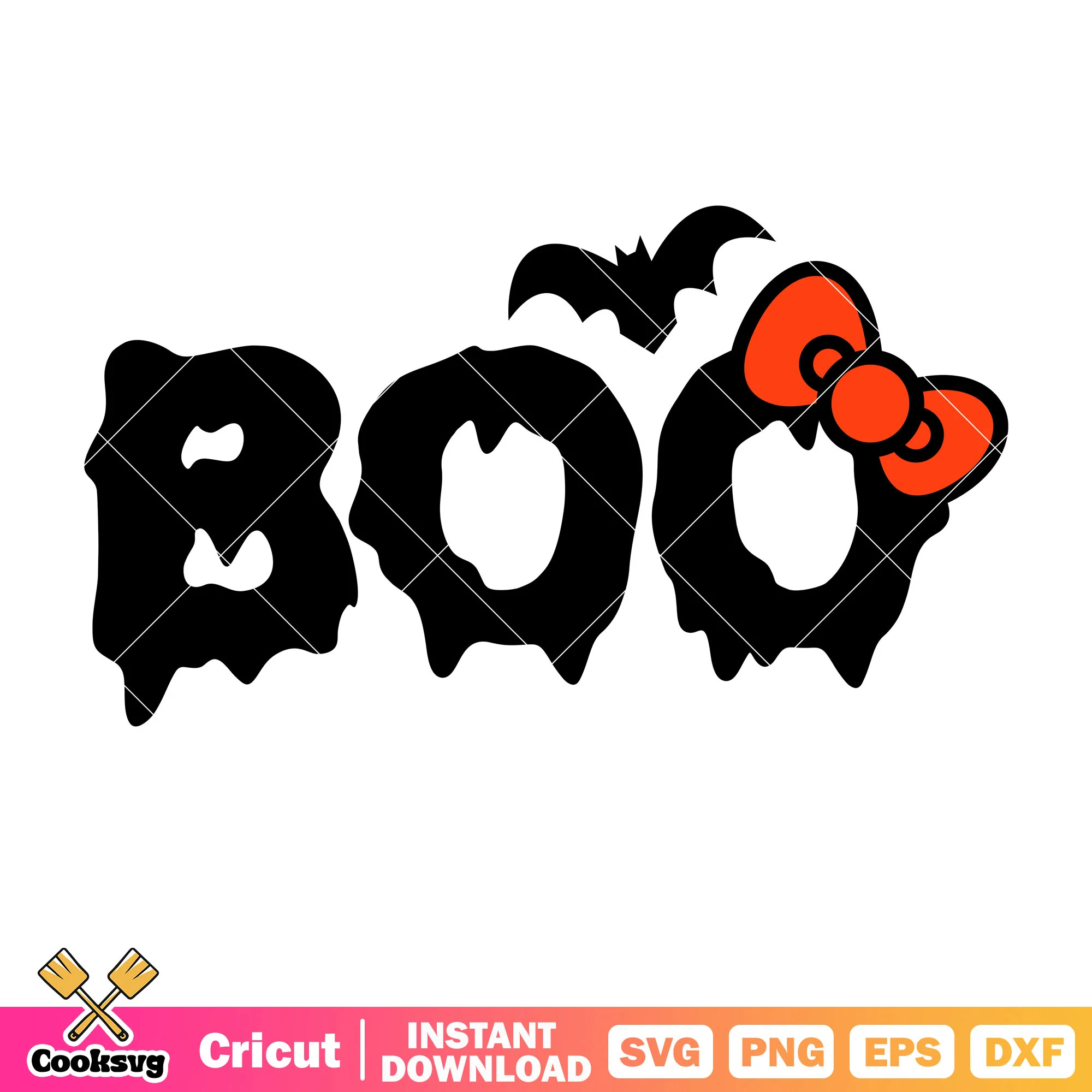 Boo hello kitty bow tie halloween svg, halloween hello kitty svg