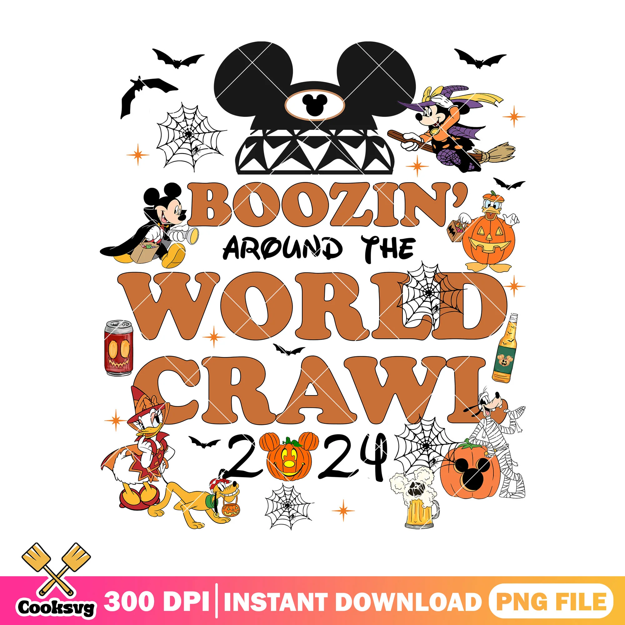 Boozin the world png, disney tour png, halloween drawing png