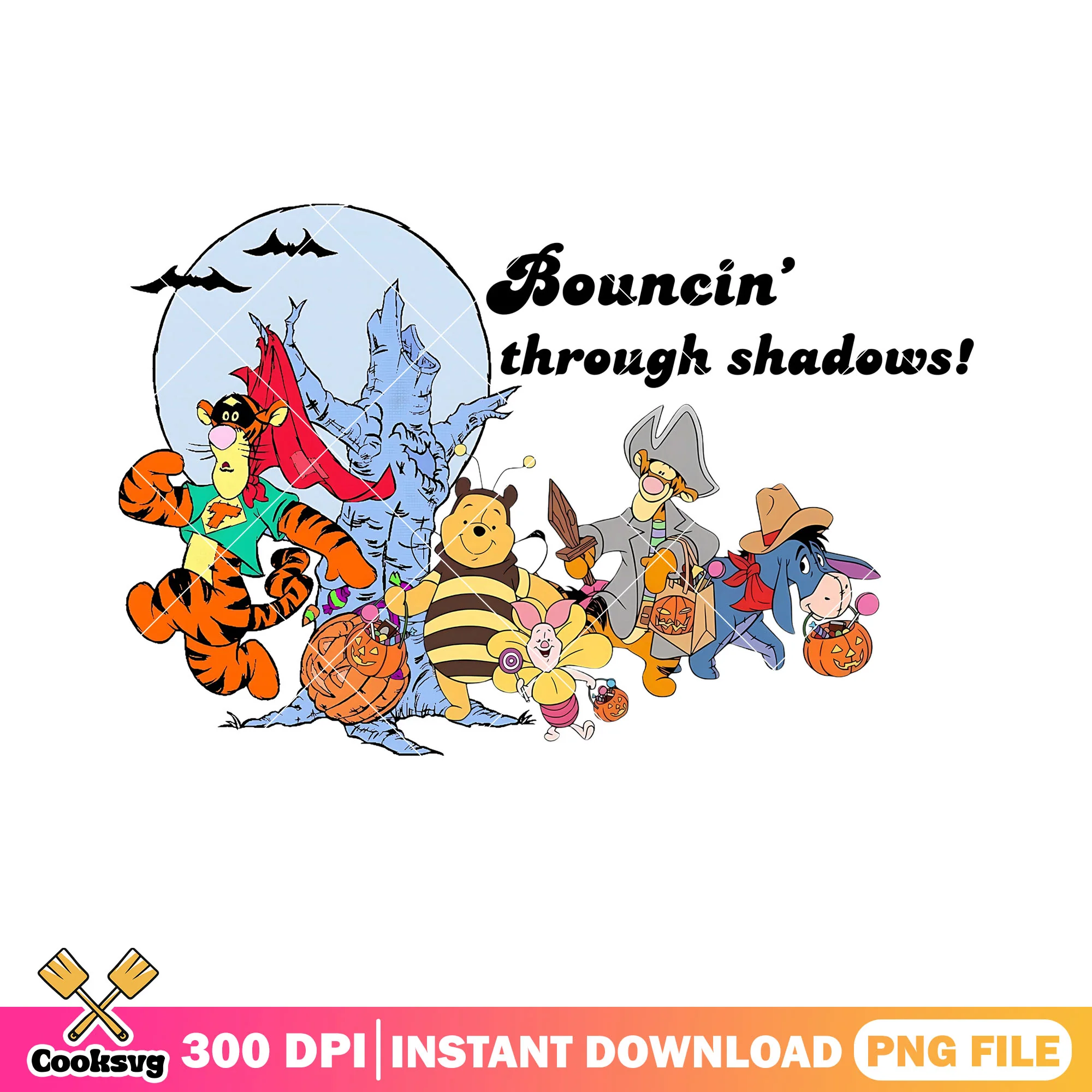 Boucing through shadow png, winnie the pooh characters png