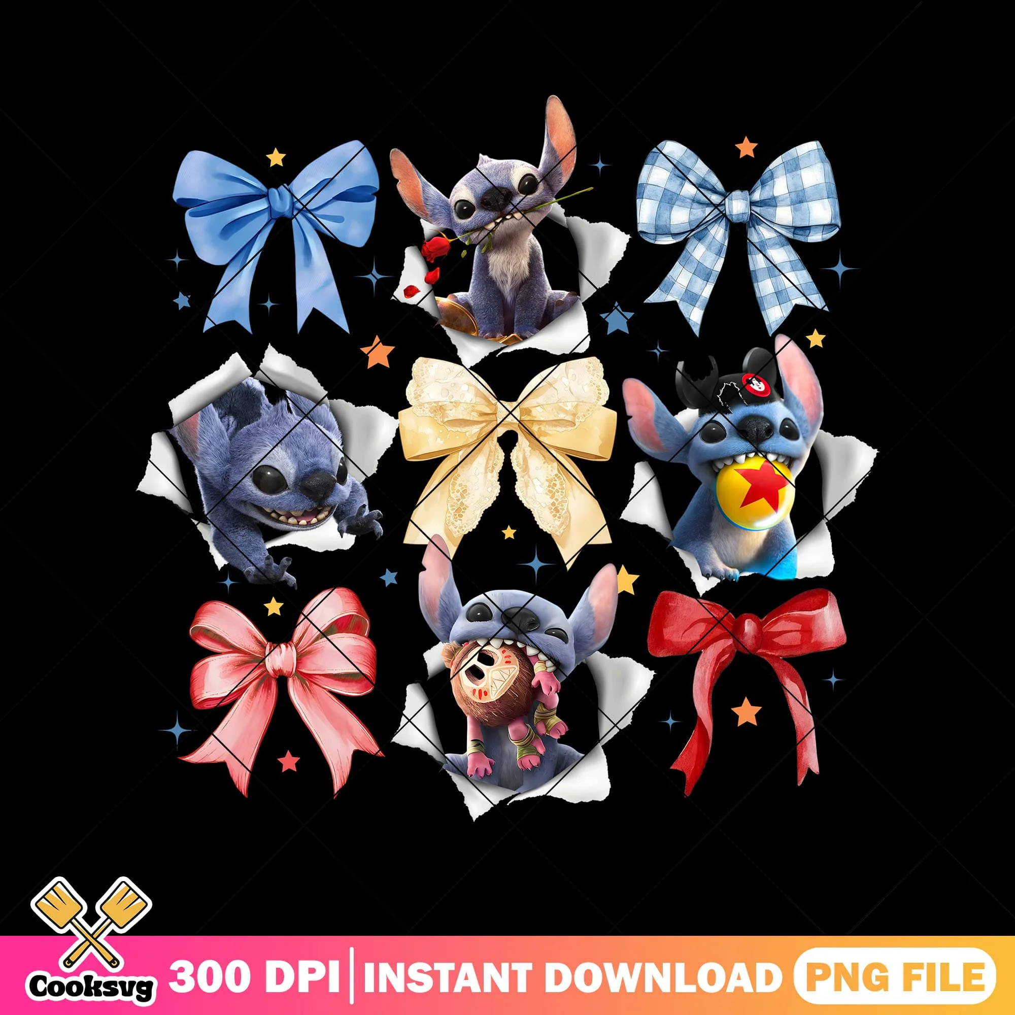 Bow tie colorful stitch movie png, stitch colorful png, disney bow tie png