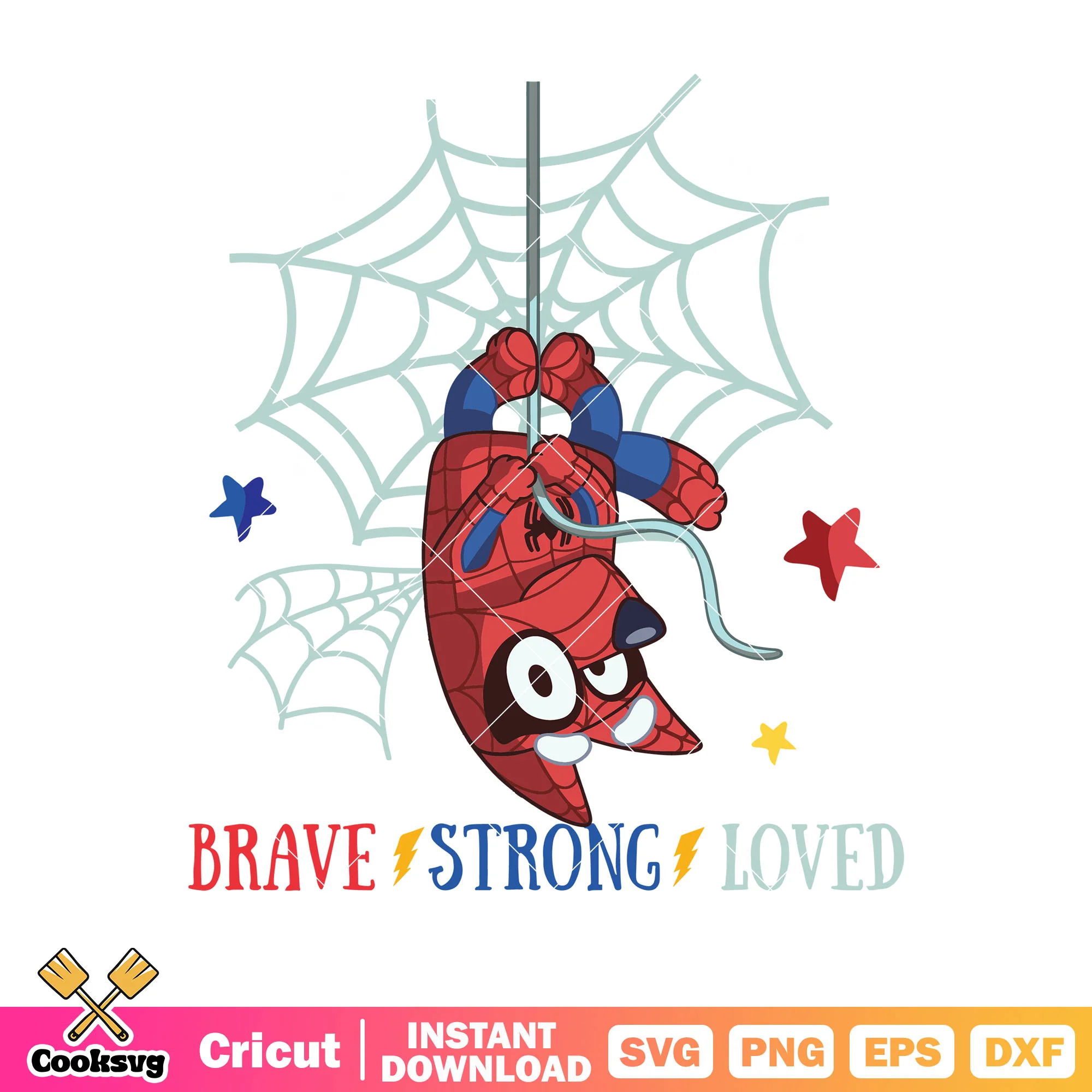 Brave strong love bluey svg, halloween bluey svg, spiderman costume svg