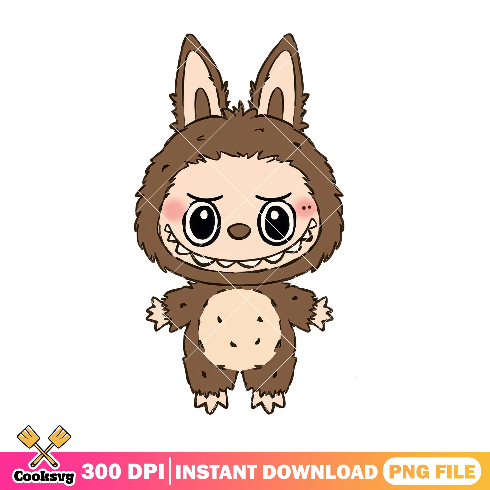 Brown labubu png, labubu hehe png, labubu art png