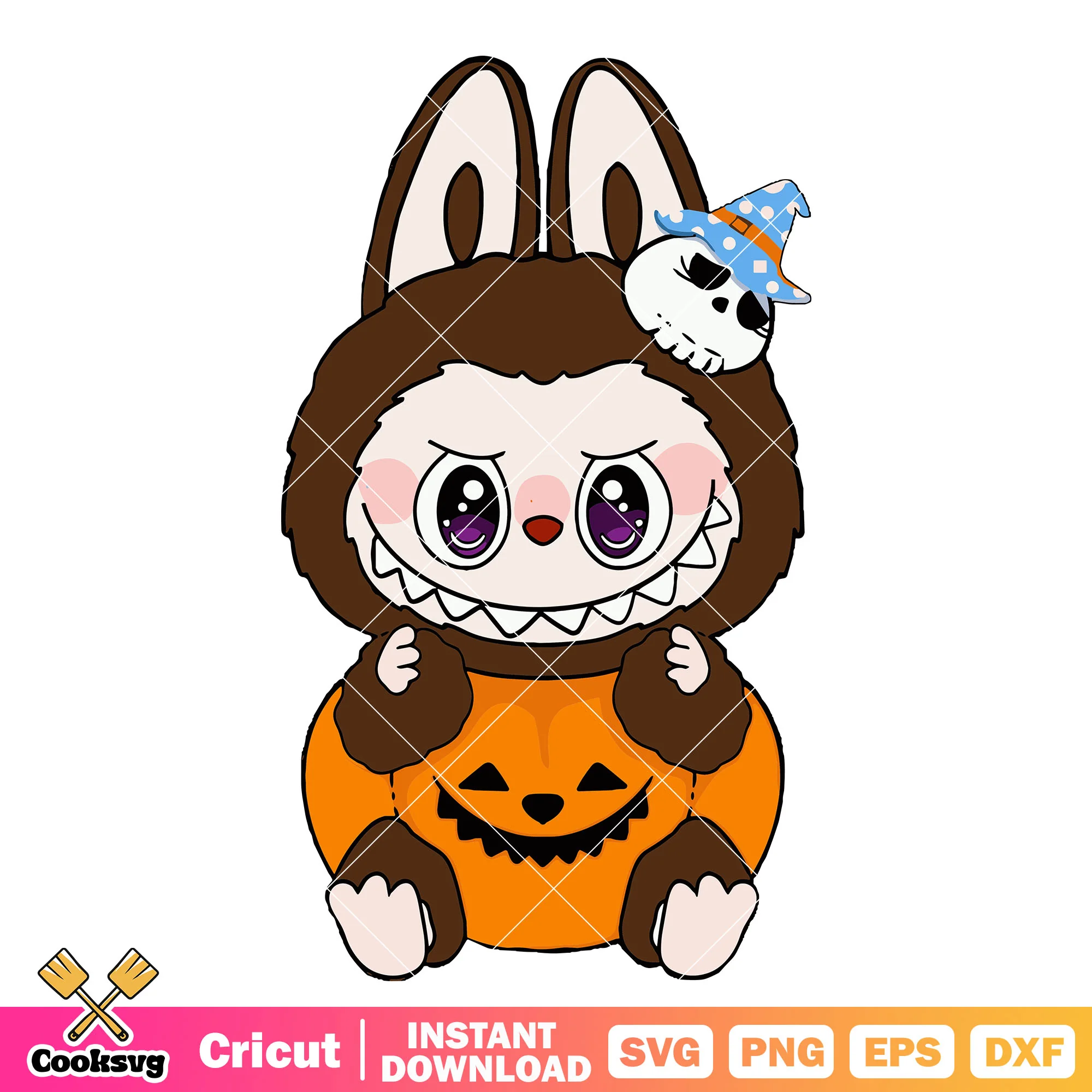 Brown labubu pumpkin svg, labubu costume svg, brown labubu svg