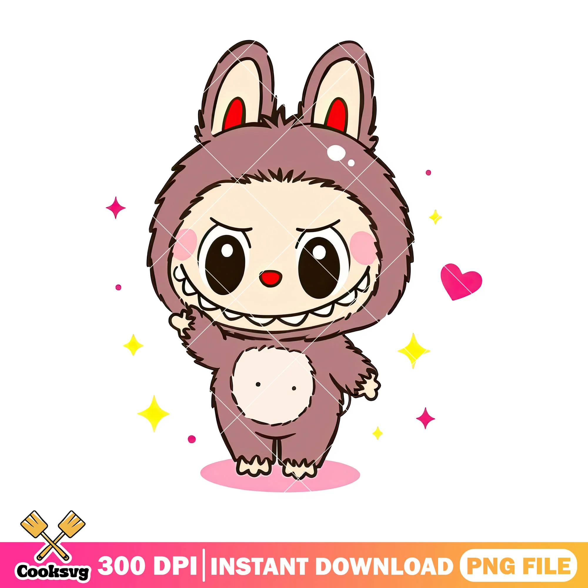 Brown labubu wink png, labubu baby png, labubu plush png