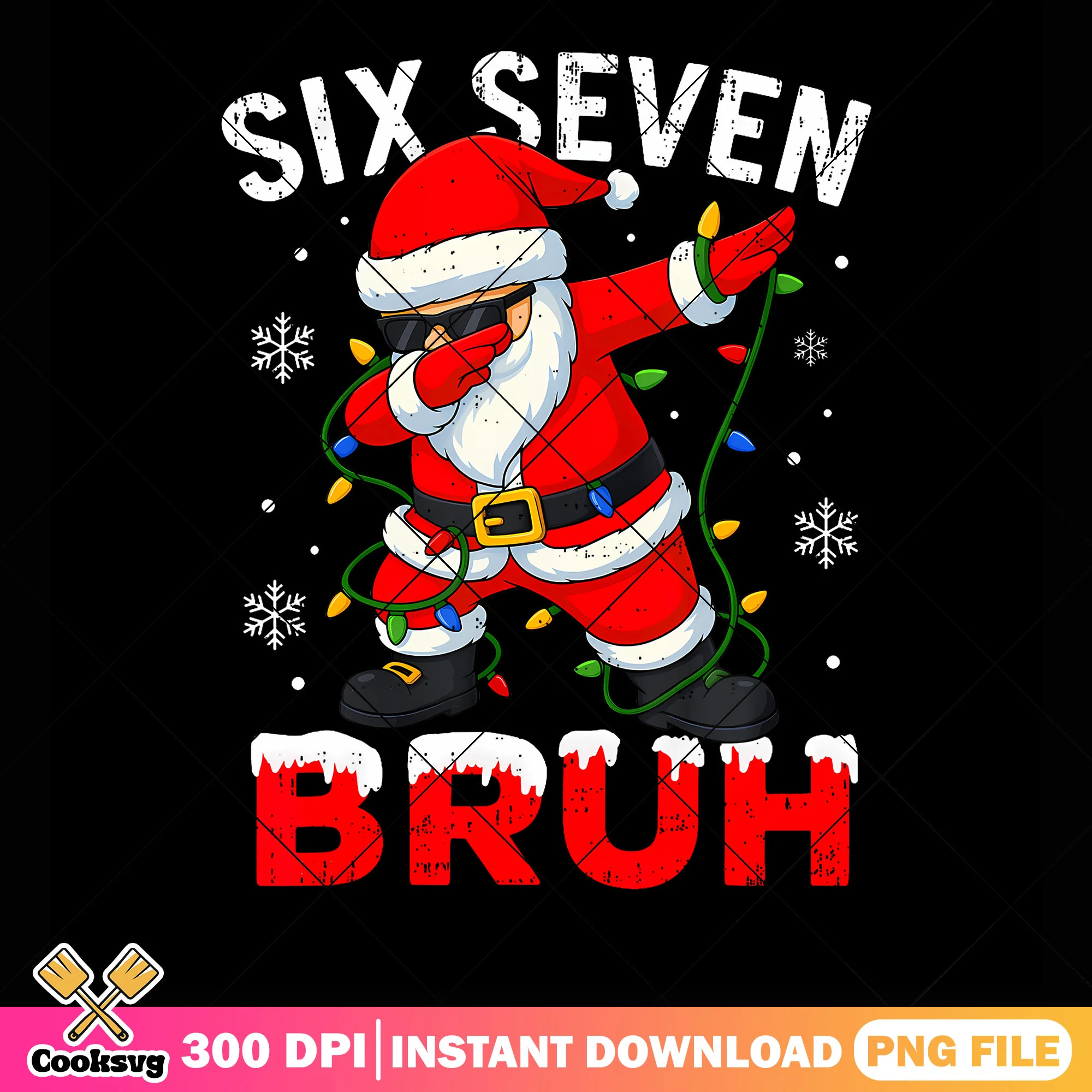Bruh six seven night png, santa claus png, christmas stringlight png