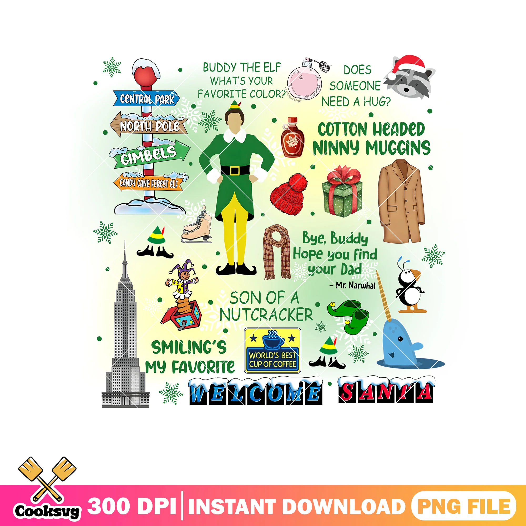 Buddy the elf whats your favorite color  png, xmas png, santa claus png