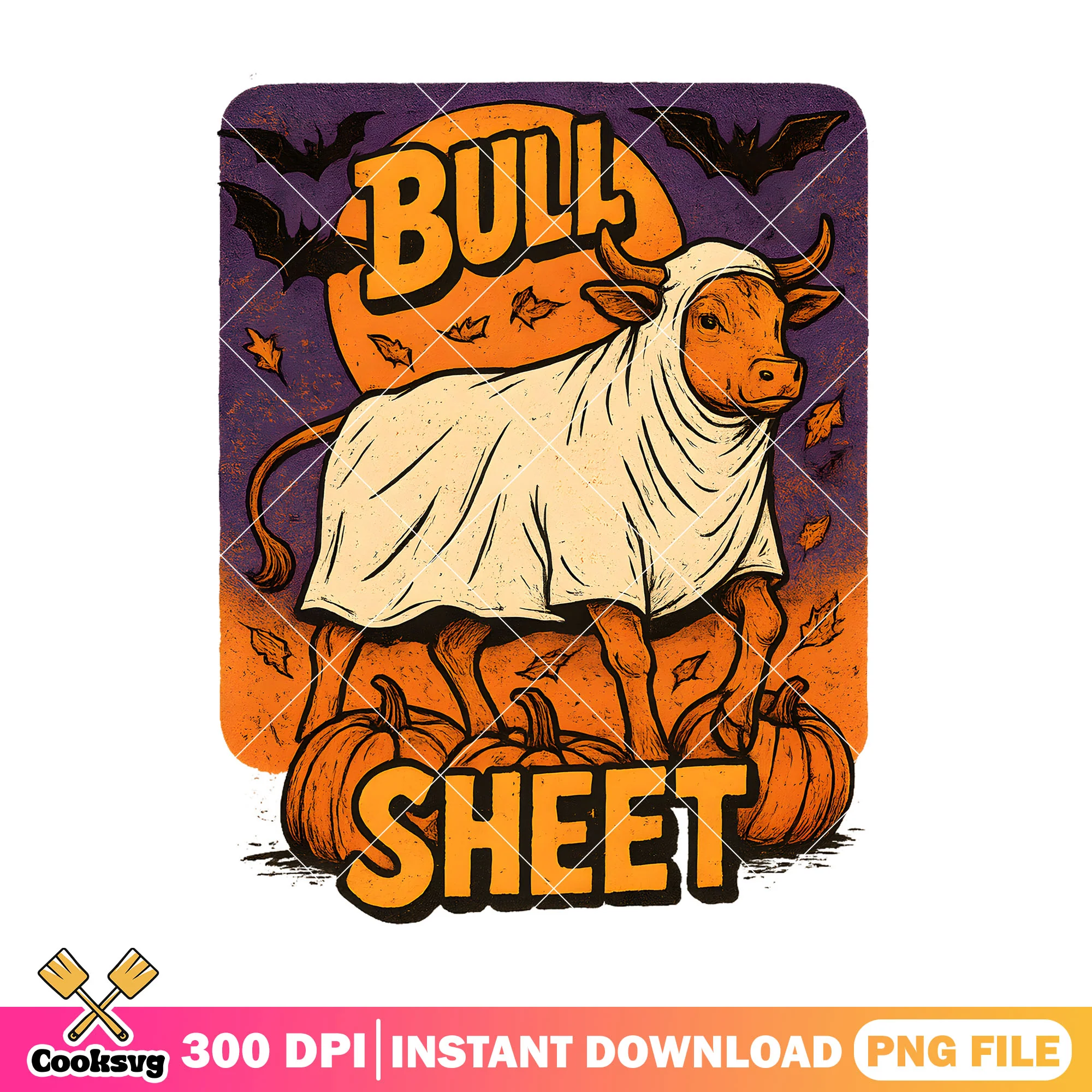 Bull sheet pumpkin halloween png, cow halloween png, bull sheet png