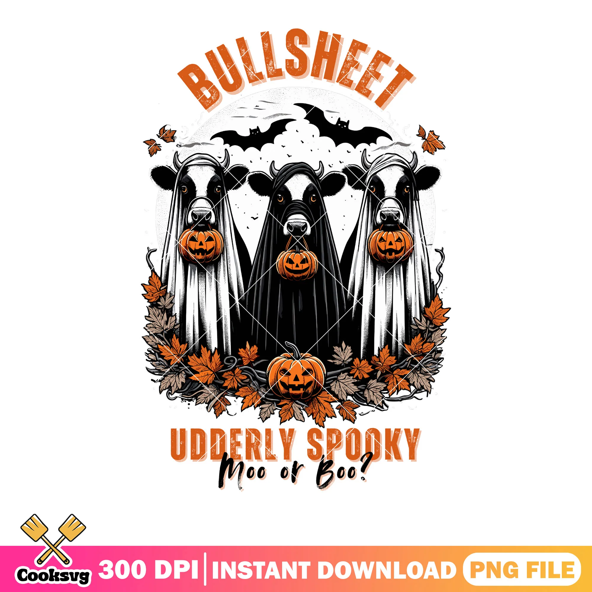 Bullsheet udderly spooky png, jack o lantern png, halloween scary png