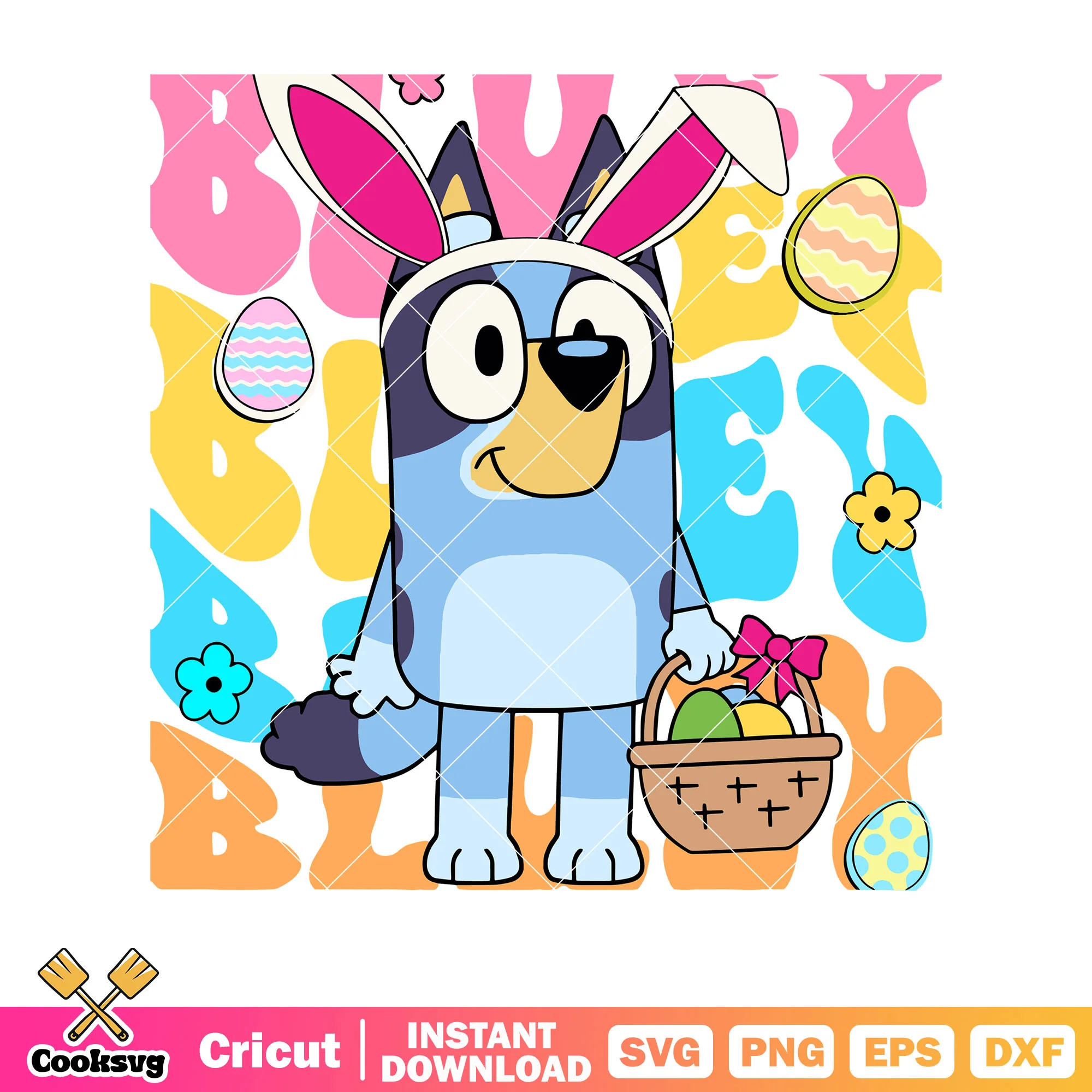 Bunny easter bluey dog funny svg, bluey easter svg, bluey bunny baskets svg