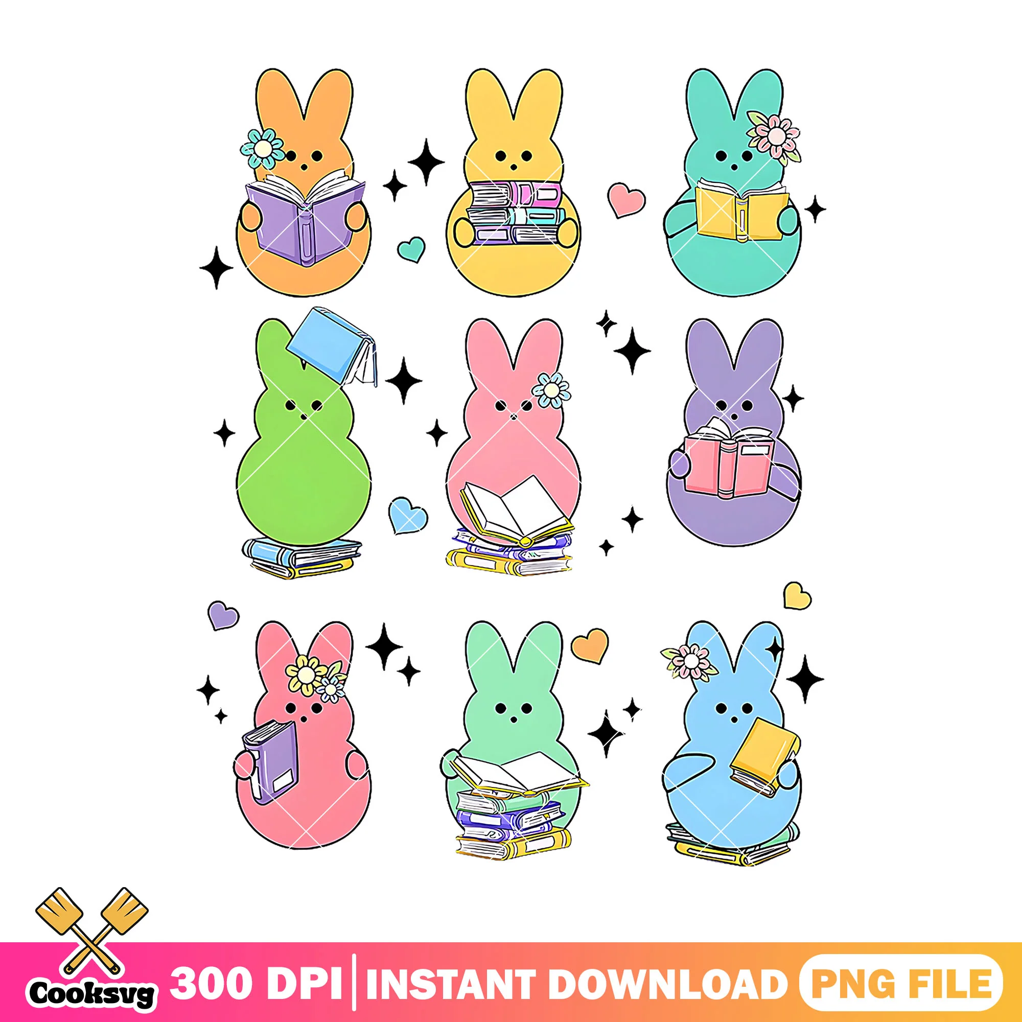 Bunny reading design png, bunny png, back to school poster png