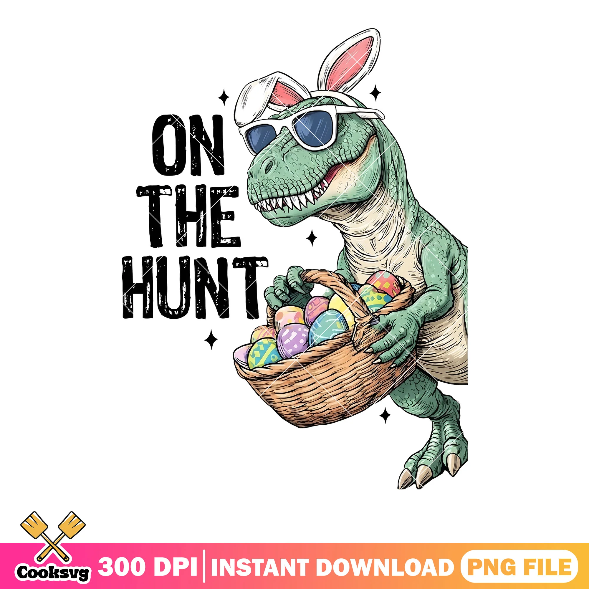 Bunny t rex easter day png, easter egg png, t rex dinosaur png