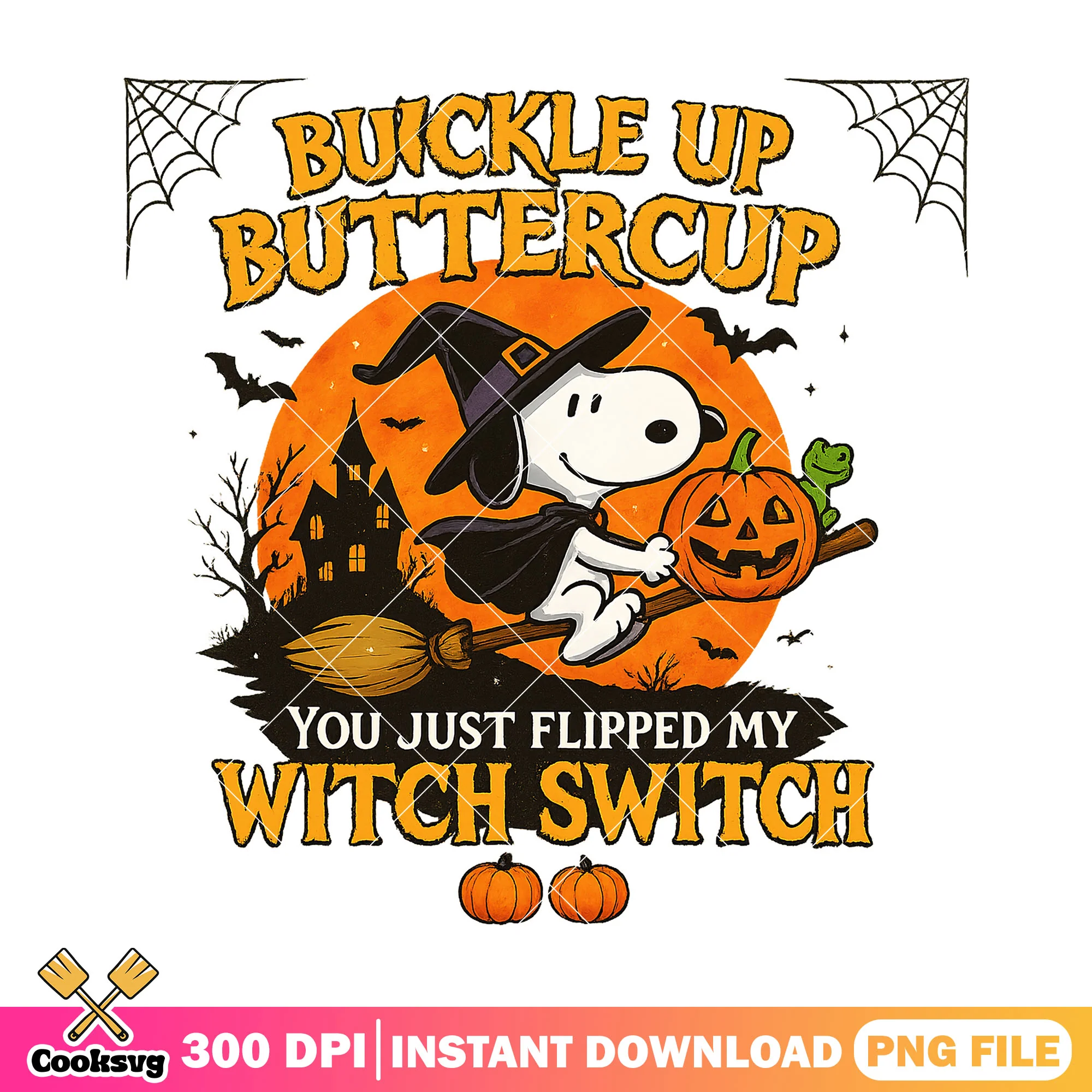 Buttercup snoopy boo png, snoopy halloween png, halloween movies png