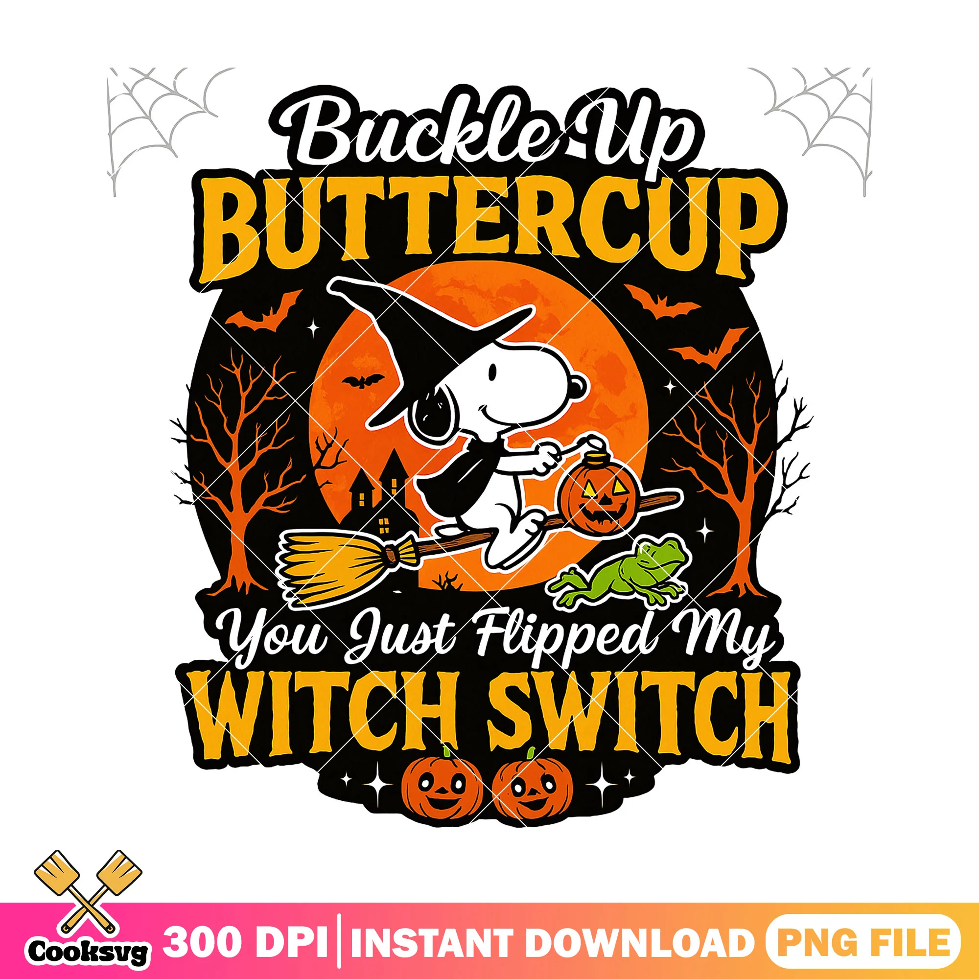 Buttercup snoopy dog png, snoopy halloween png, halloween spirit png
