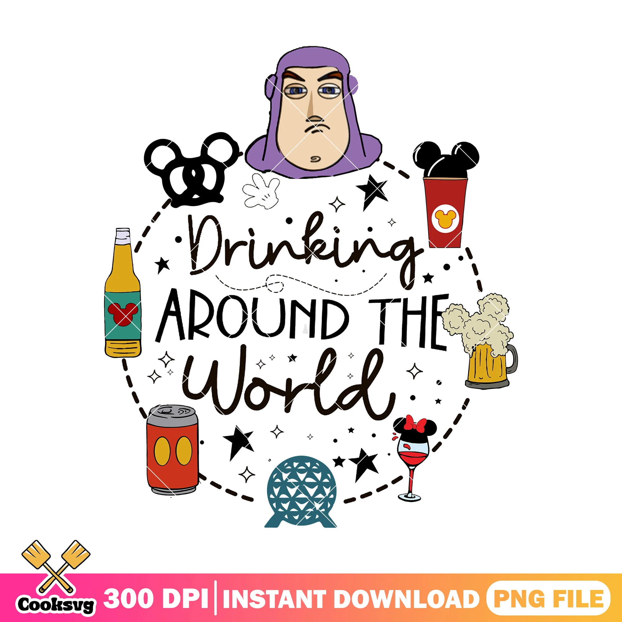Buzz drinking world png, buzz lightyear png, disney world png