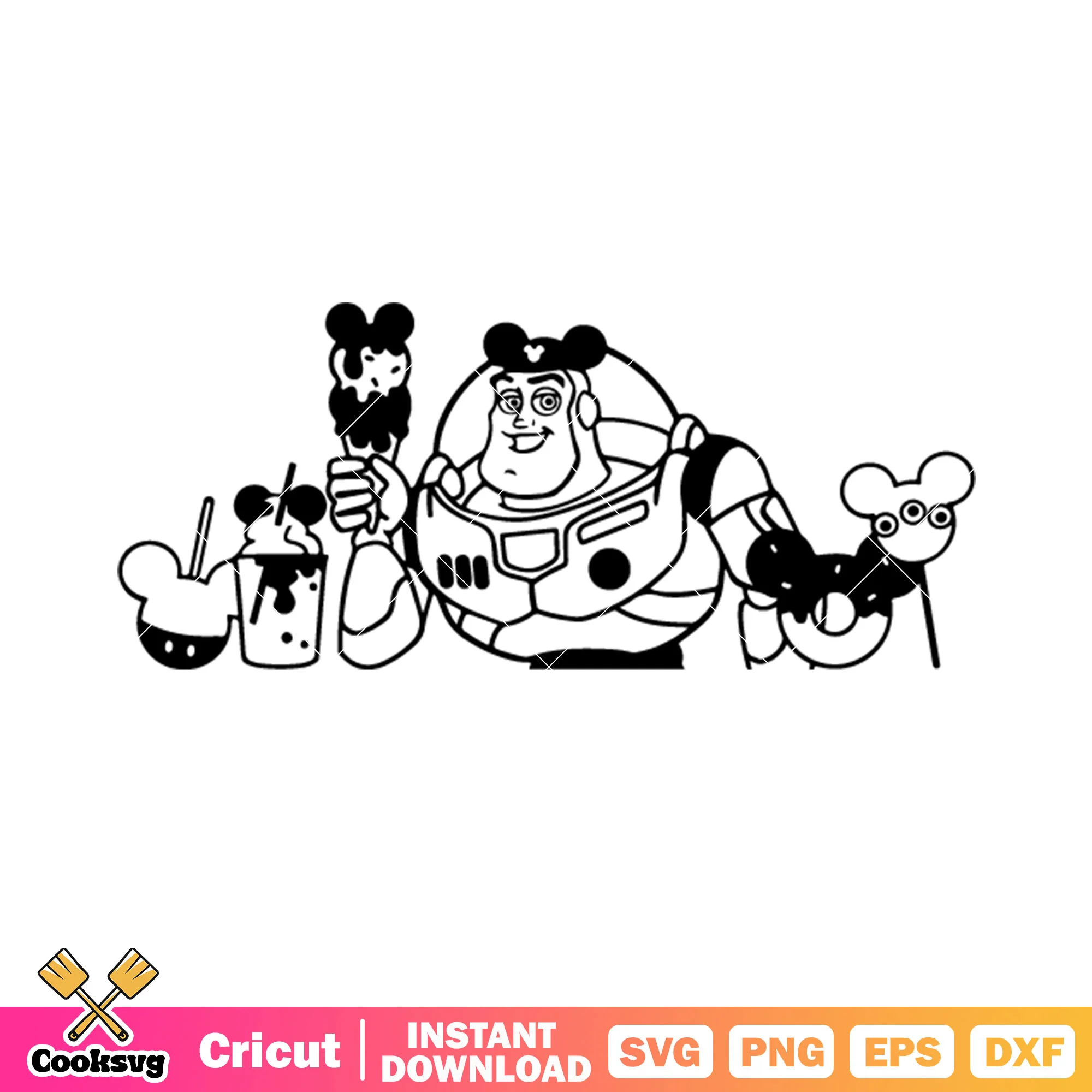 Buzz lightyear svg, MIckey mouse hat svg, icescream svg