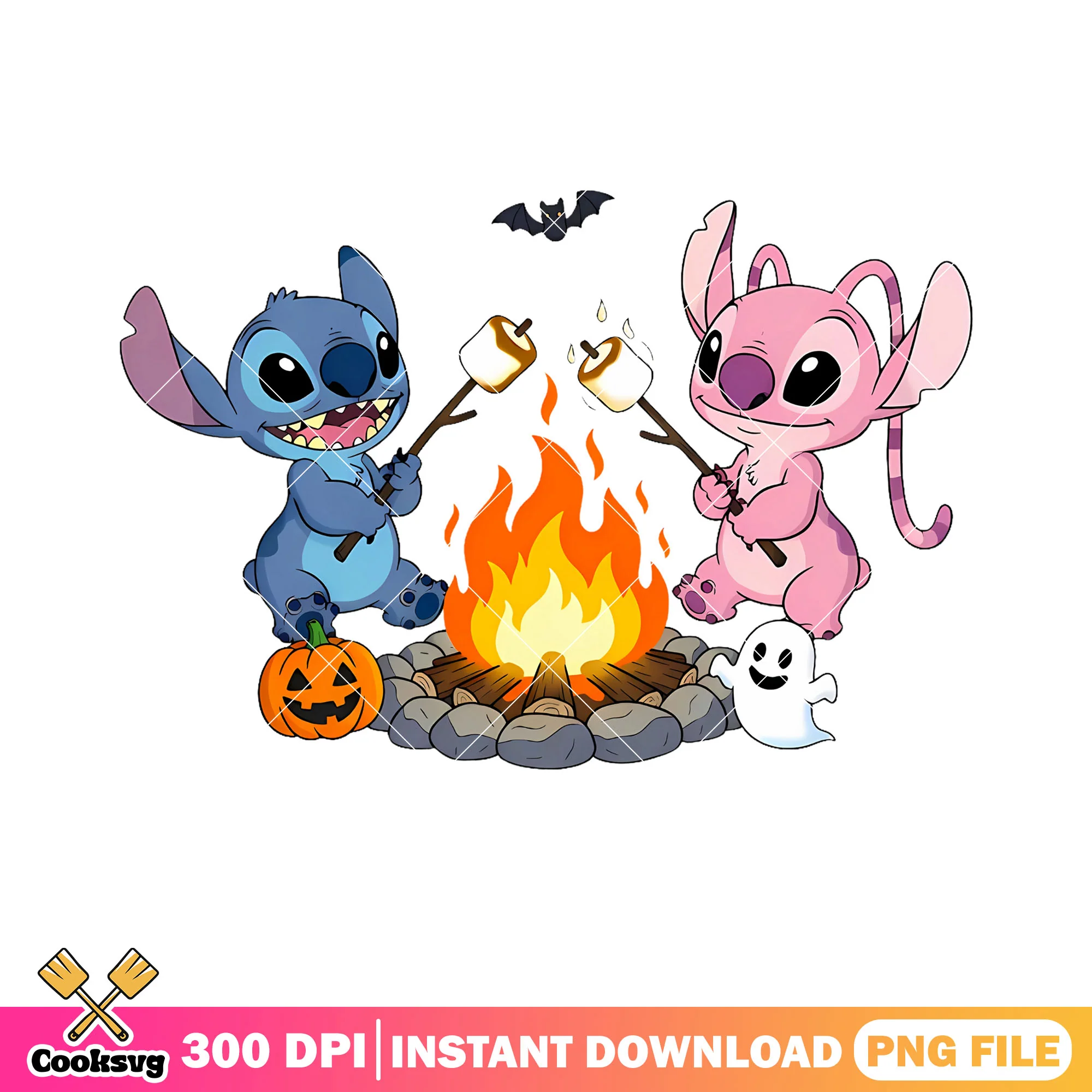 Campfire scary ghost png, jack o lantern png, happy halloween png